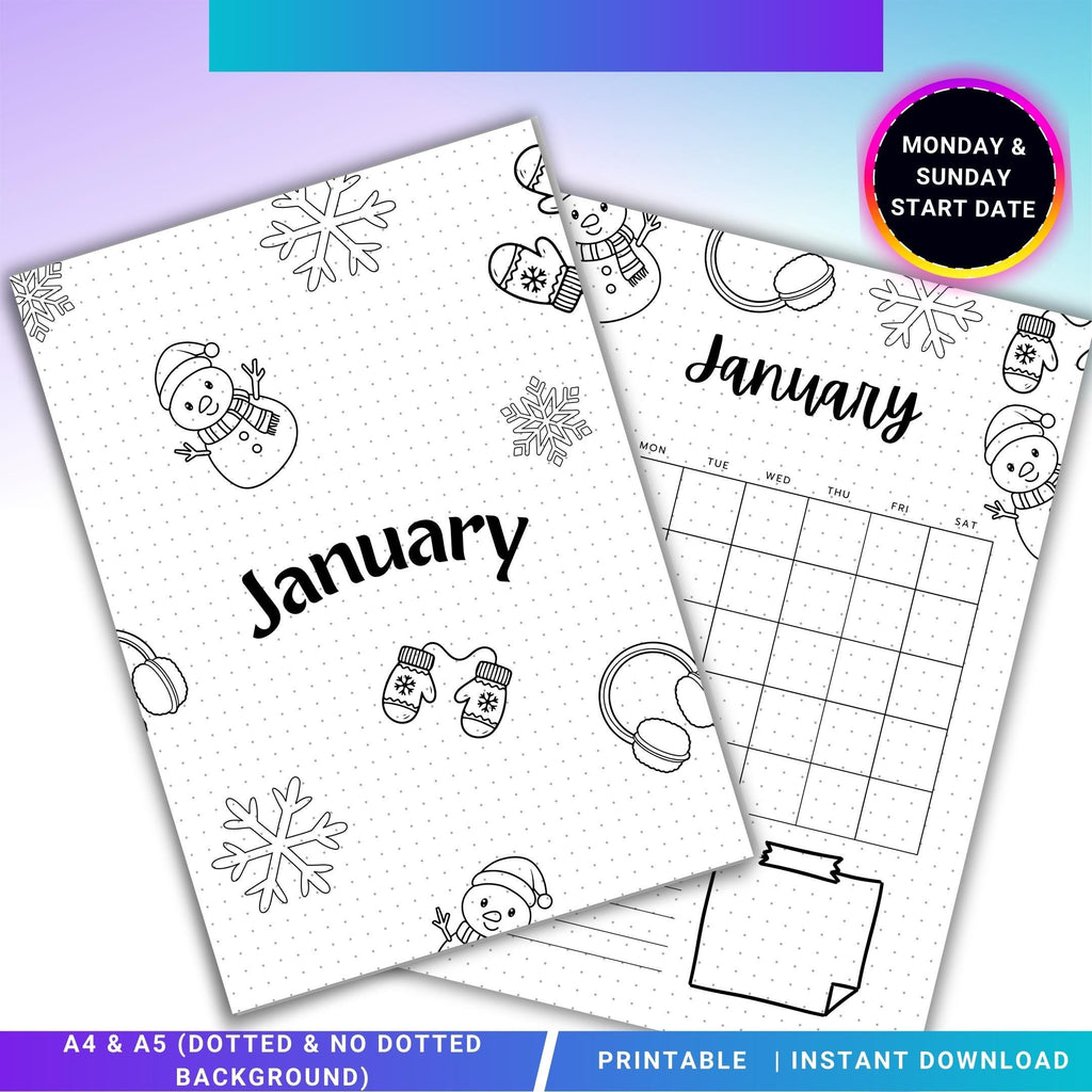 Calendar Pages — January Title Page, PRINTABLE Calendar, January Calendar, January Journal Cover, Calendar ... | Bloom Joyfully printable