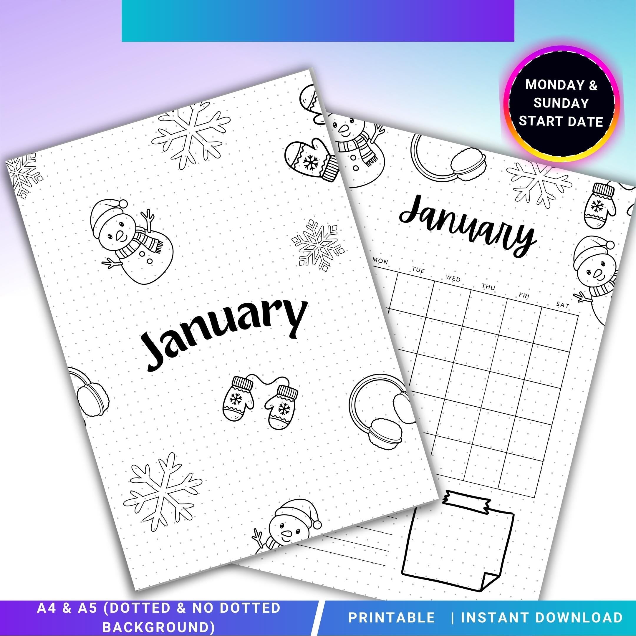 Calendar Pages — January Title Page, PRINTABLE Calendar, January Calendar, January Journal Cover, Calendar ... | Bloom Joyfully printable