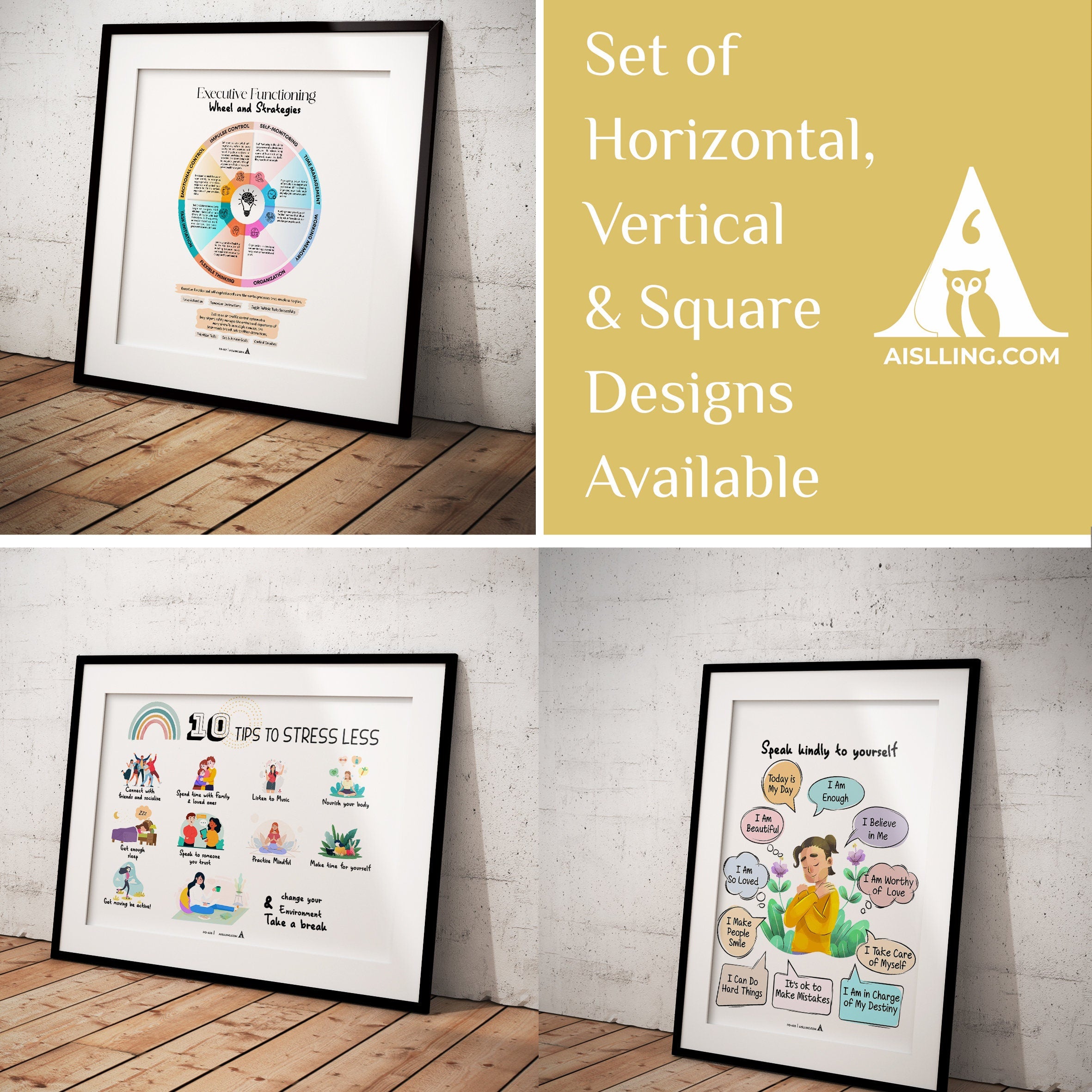 Adhd Worksheets — Set of 3 Prints, Grateful Prints, POSTER/CARD, ADHD, Autism, coping skills, mental health... | Mindfulness printable