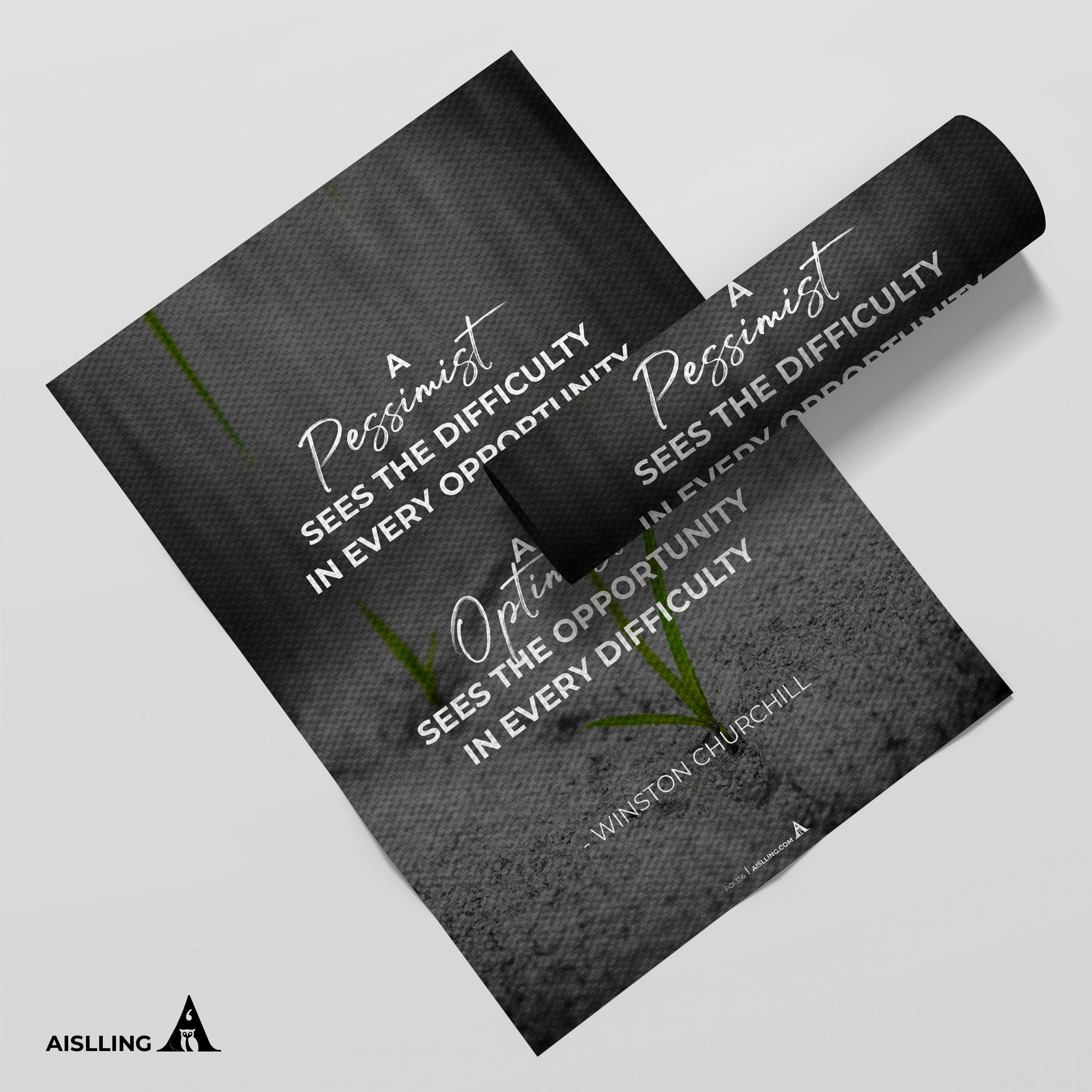 Aislling — Winston Churchill Quote Print The Pessimist Sees Difficulty Home Decor Wall Art Printables Motiv... | Aislling printable