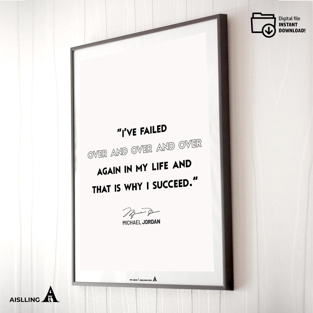 Athlete Quote — Michael Jordan Motivational Quote Art: Basketball Legend Poster (Digital Download | Aislling printable
