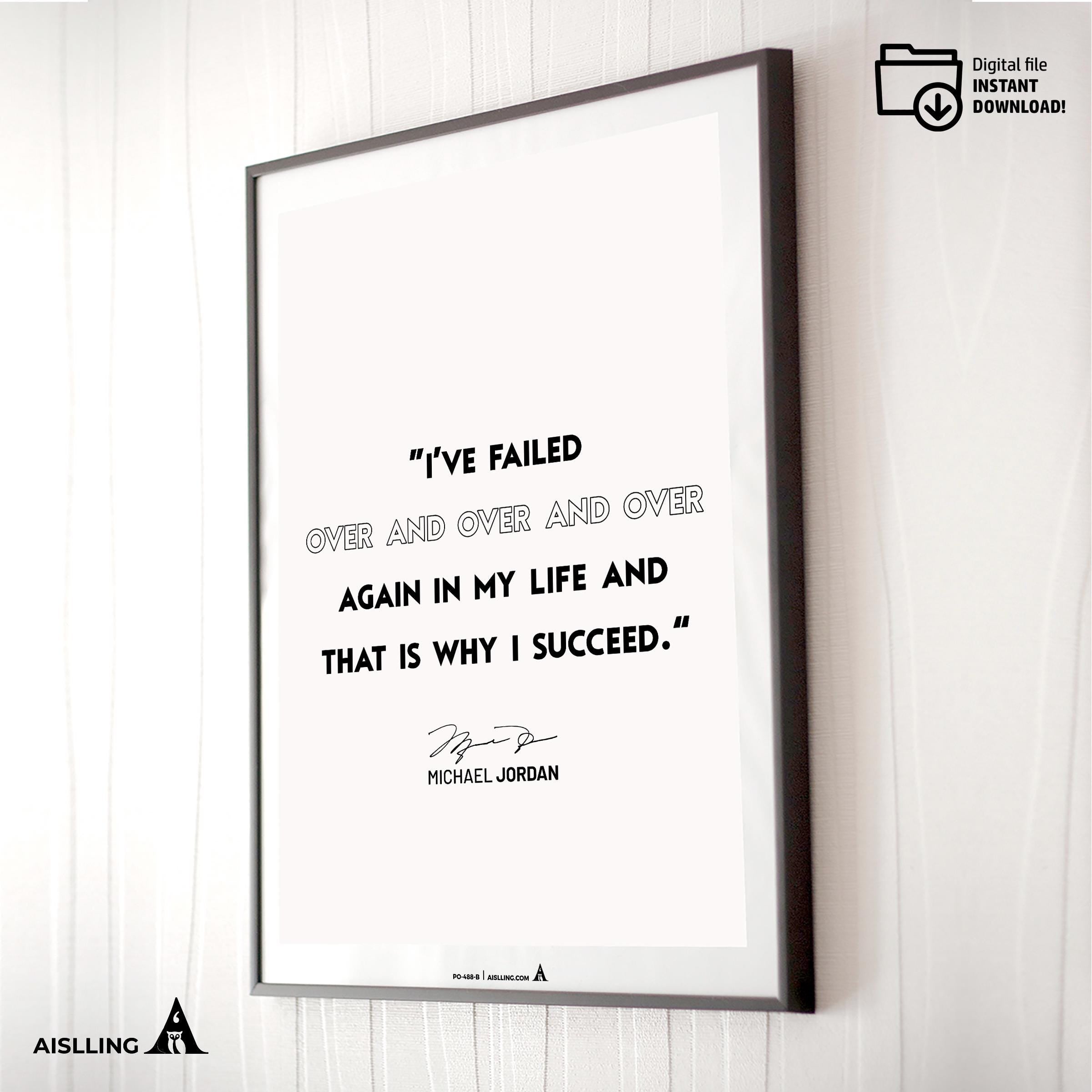 Athlete Quote — Michael Jordan Motivational Quote Art: Basketball Legend Poster (Digital Download | Aislling printable
