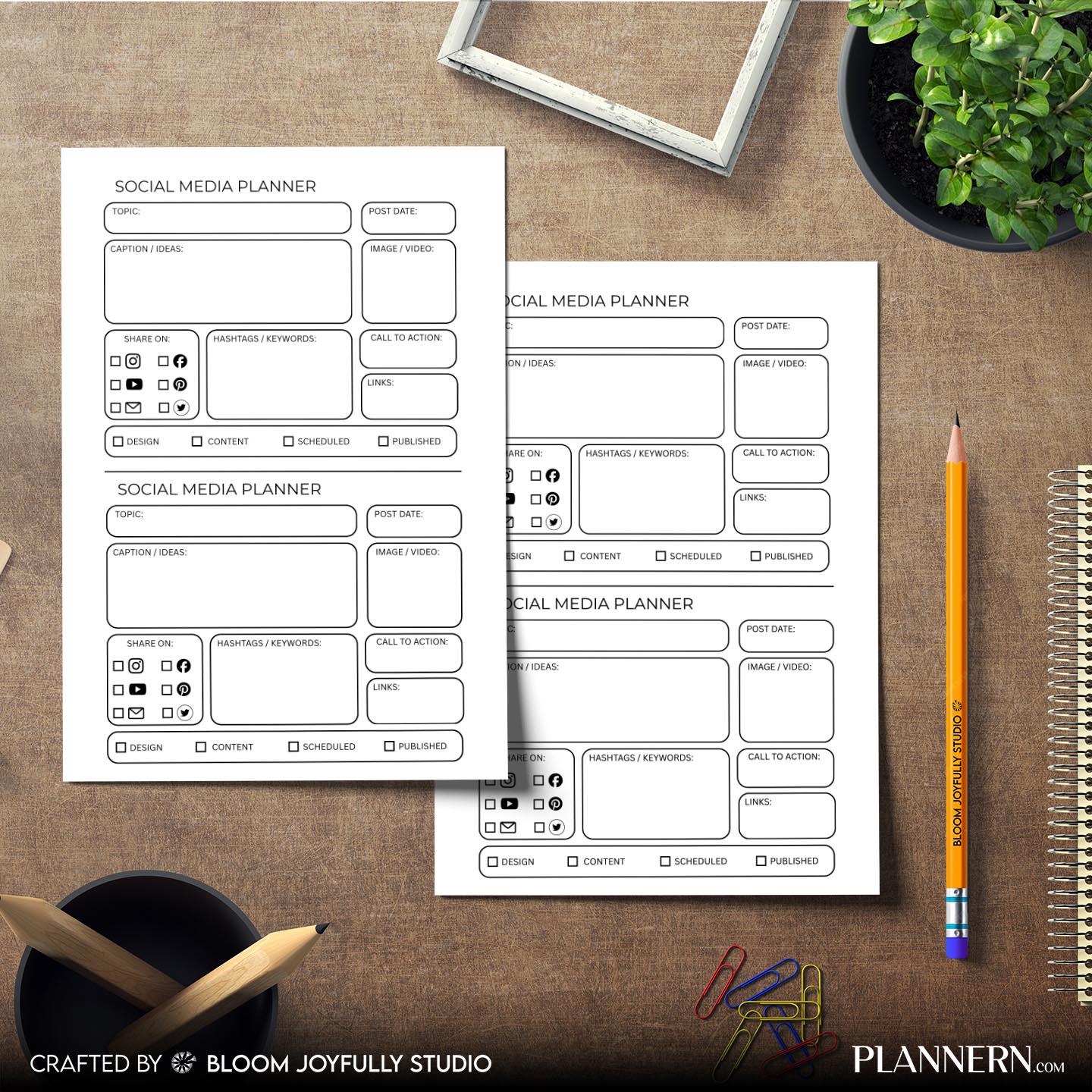Analytics Tracker — Social Media Planner PRINTABLE, Content Planner for Instagram, Youtube, TikTok, Pintere... | Bloom Joyfully printable