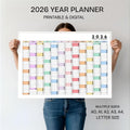 2026 Planner — 2026 PRINTABLE Wall Calendar, Dated Calendar, PDF, Different Sizes Available, Plan Your Day ... | Bloom Joyfully printable