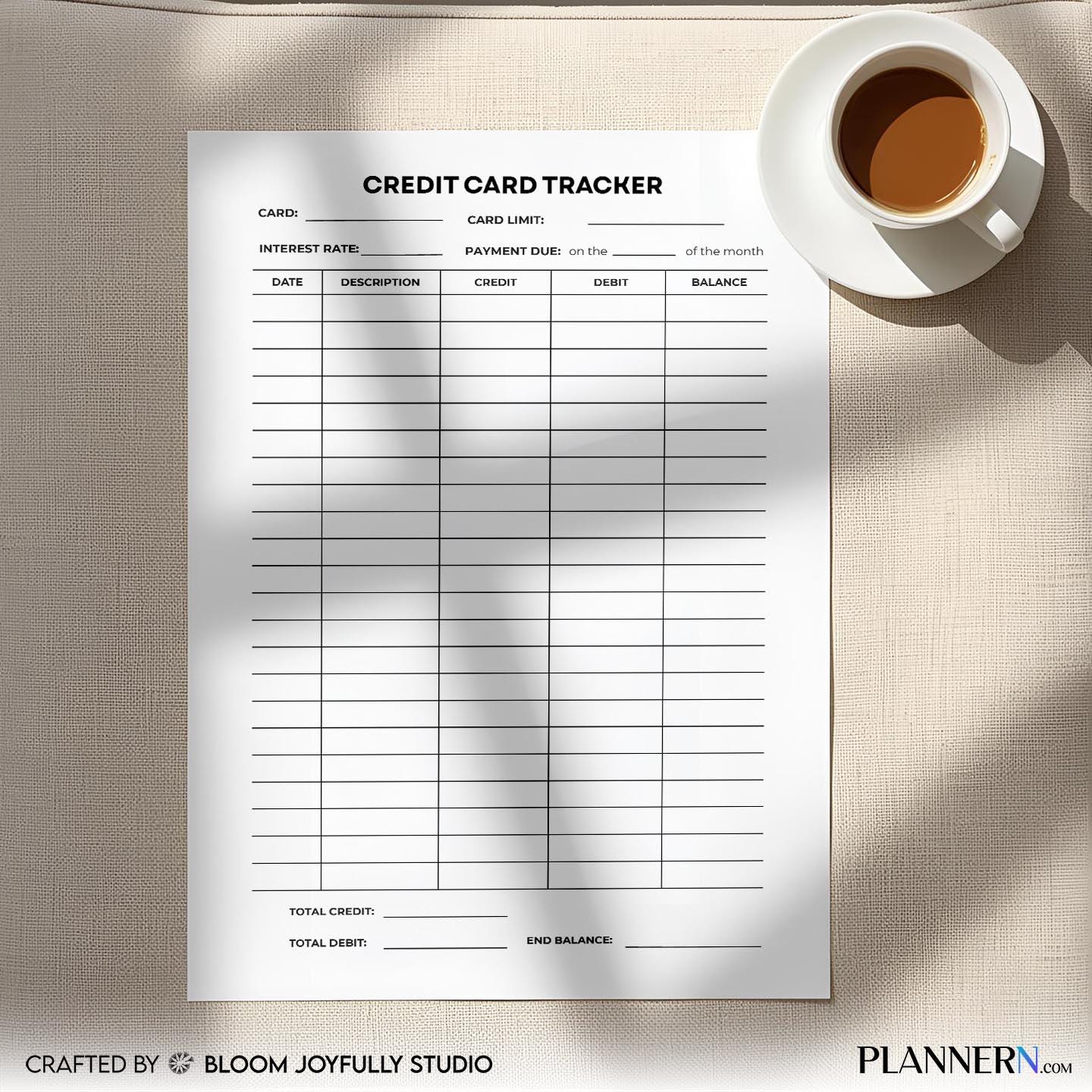 Budget Pdf Download — Credit Card Tracker PRINTABLE, Debt Payoff Planner, Monthly Payment and Balance Track... | Bloom Joyfully printable