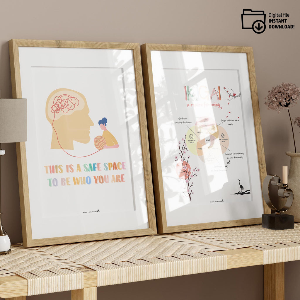 Aislling Design — Anxiety Poster set of 6, counselor sign bundle counseling poster bundle gift for therapis... | Mindfulness printable