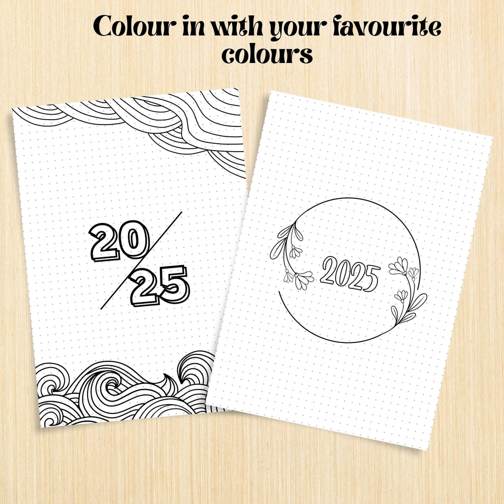 2025 Cover Pages — 2025 Bullet Journal Cover Page, PRINTABLE Title Page, 2025 Planner Cover, BUJO Cover Pag... | Bloom Joyfully printable
