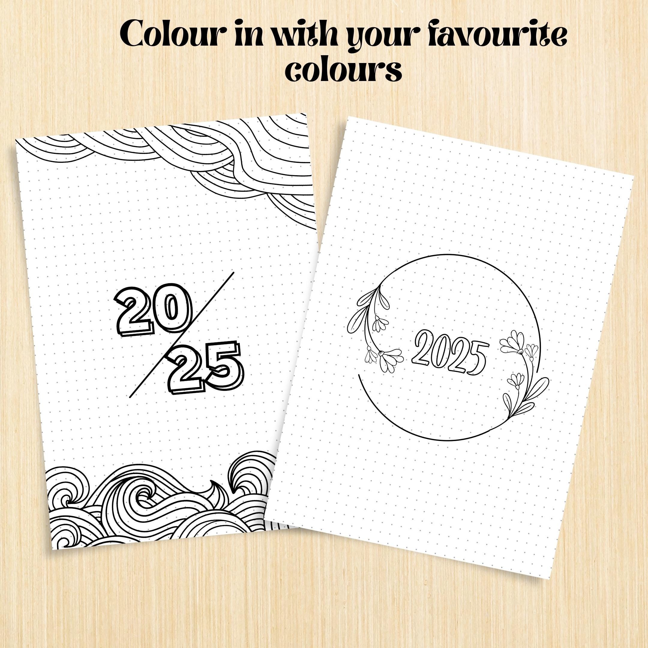 2025 Cover Pages — 2025 Bullet Journal Cover Page, PRINTABLE Title Page, 2025 Planner Cover, BUJO Cover Pag... | Bloom Joyfully printable
