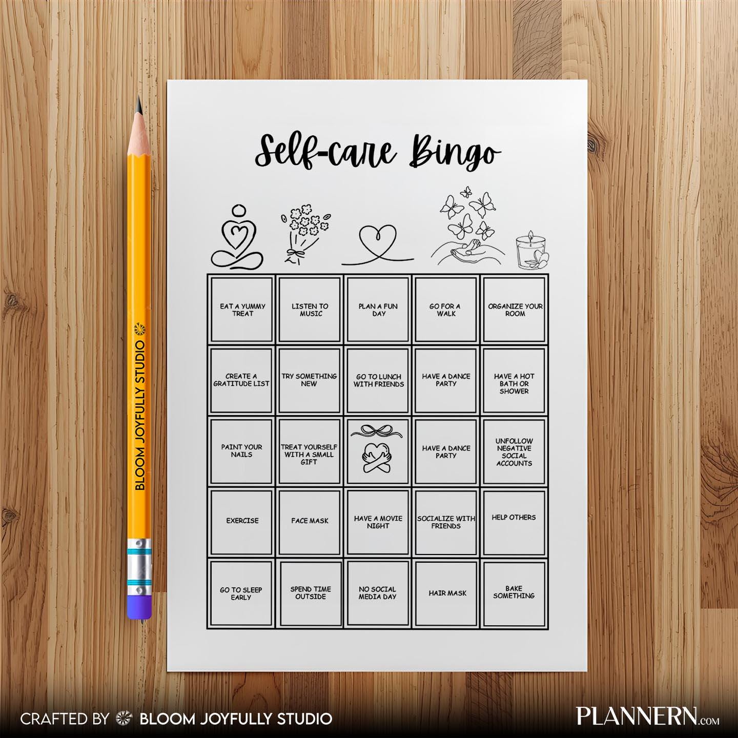 Affirmation — Self Care Bingo PRINTABLE, Mental Health Bingo, Wellness Challenge Tracker, Self Love Printab... | Mindfulness printable