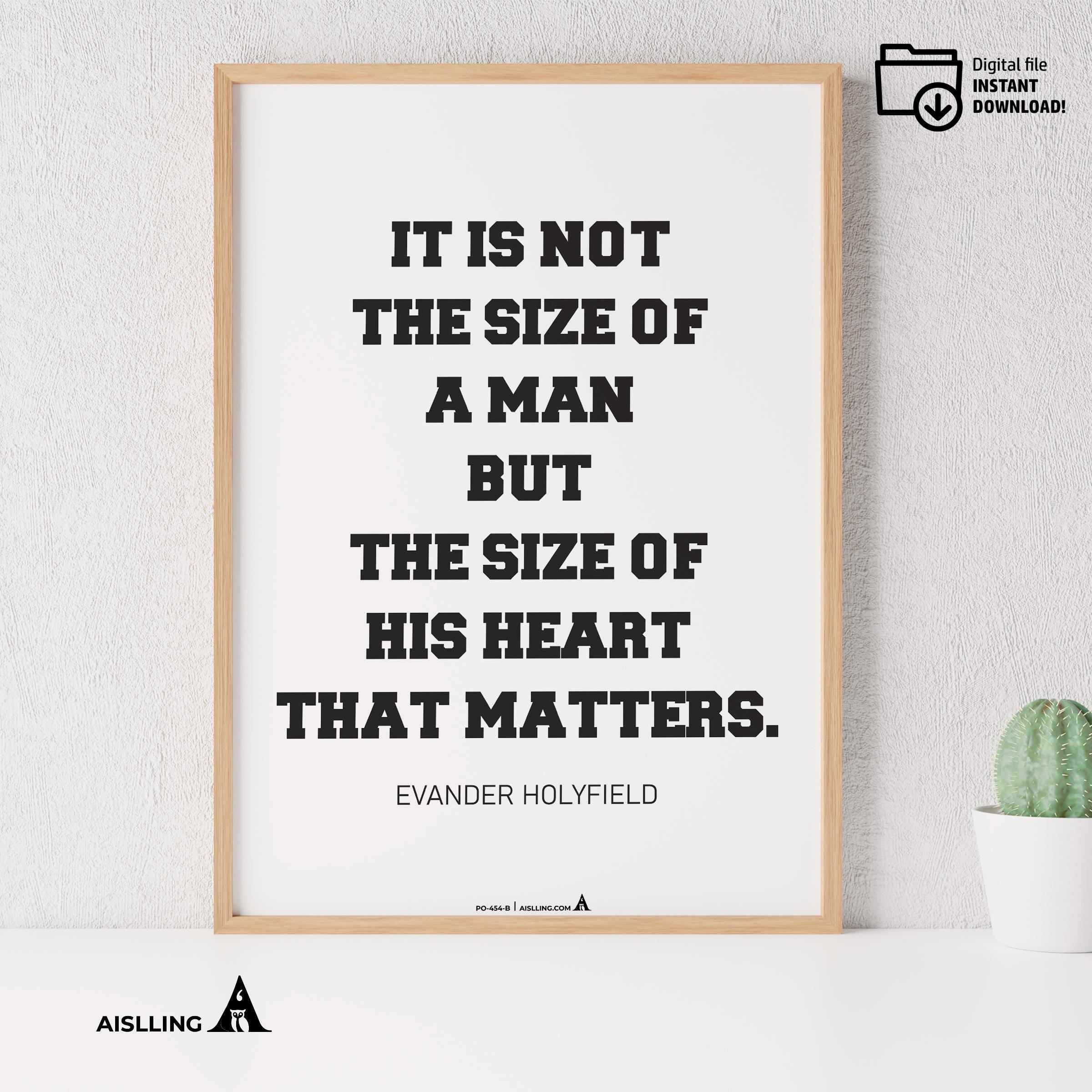 Aislling — Inspirational Quote Wall Art for Boys Room, "It's Not the Size of a Man", Black & White Printabl... | Aislling printable