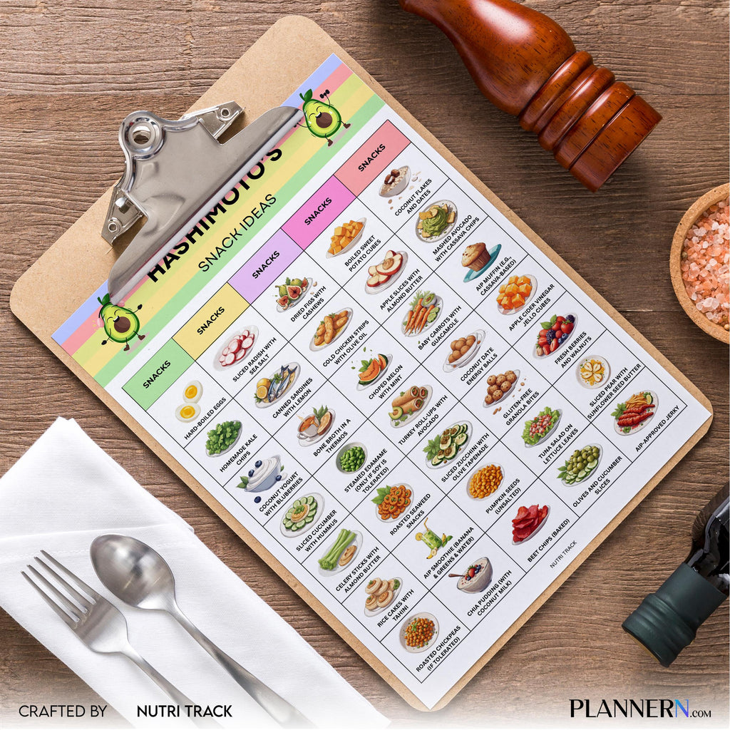 Food List — Hashimoto's Snack Ideas Printable, Thyroid Friendly Snacks, AIP Diet Printable PDF for Grocery ... | Nutri Track printable
