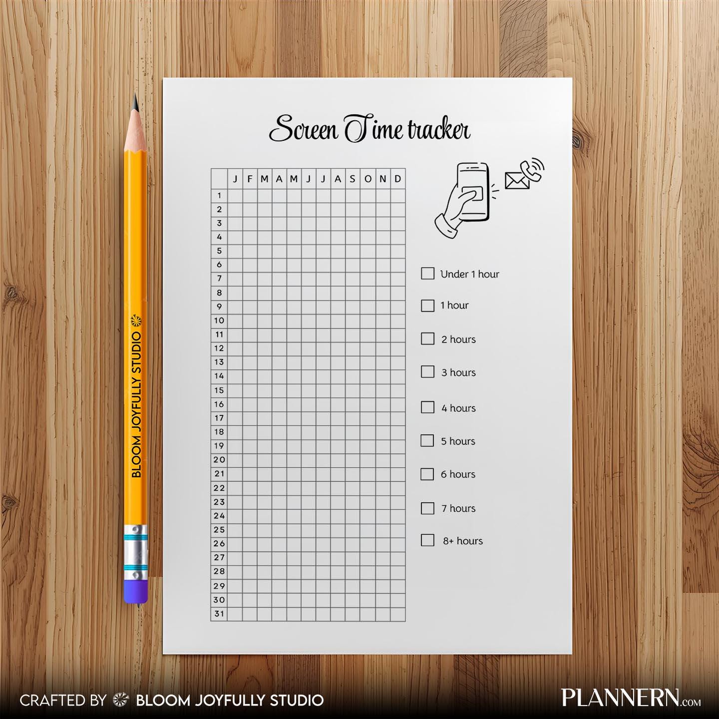 Adhd Tracker — Screen Time Tracker PRINTABLE, Digital Detox Planner, Reduce Phone Addiction, Productivity P... | Bloom Joyfully printable