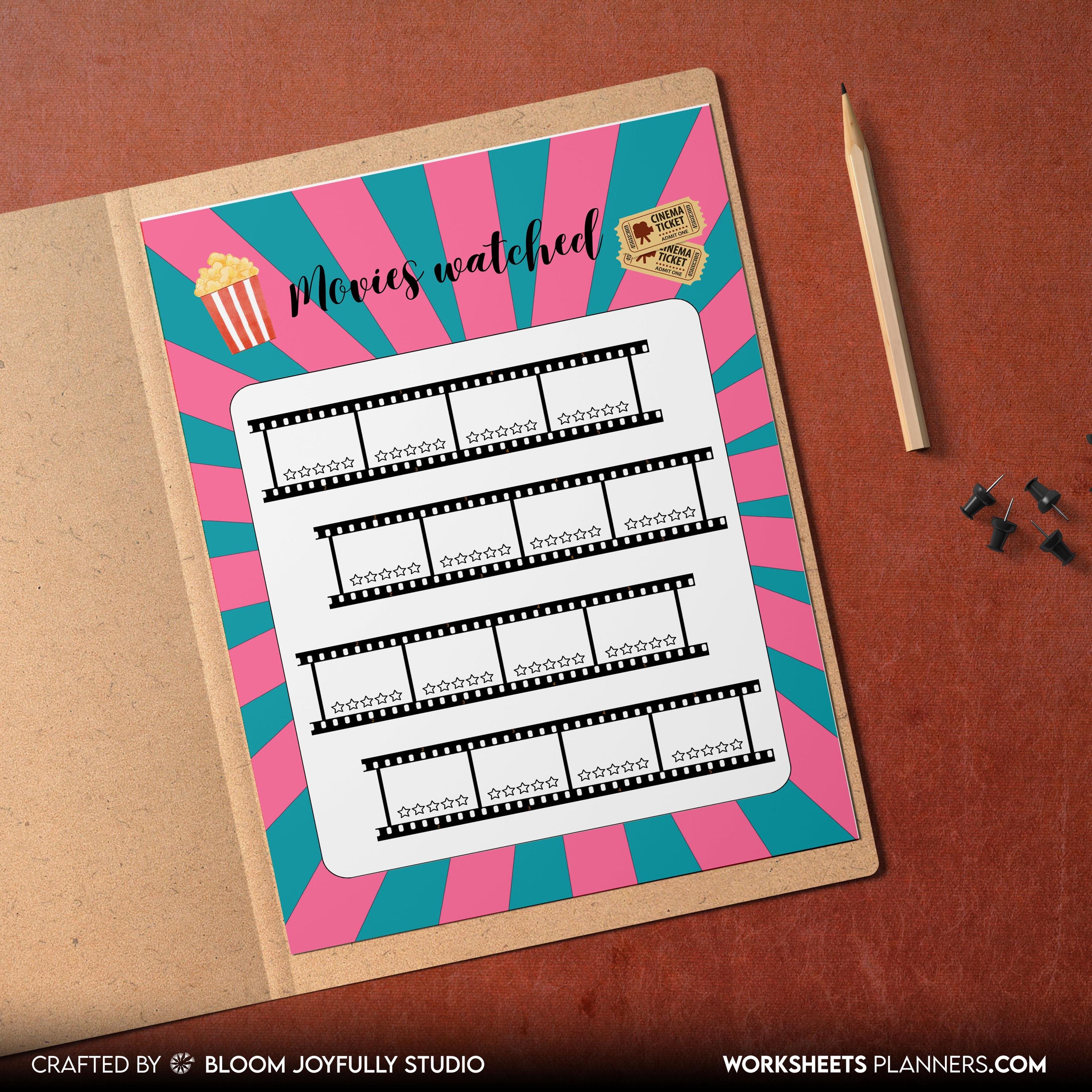 Digital Movie Track — Movies Tracker PRINTABLE, Movies Watched, Film Lover Planner, Movie Log, Printable Pl... | Bloom Joyfully printable