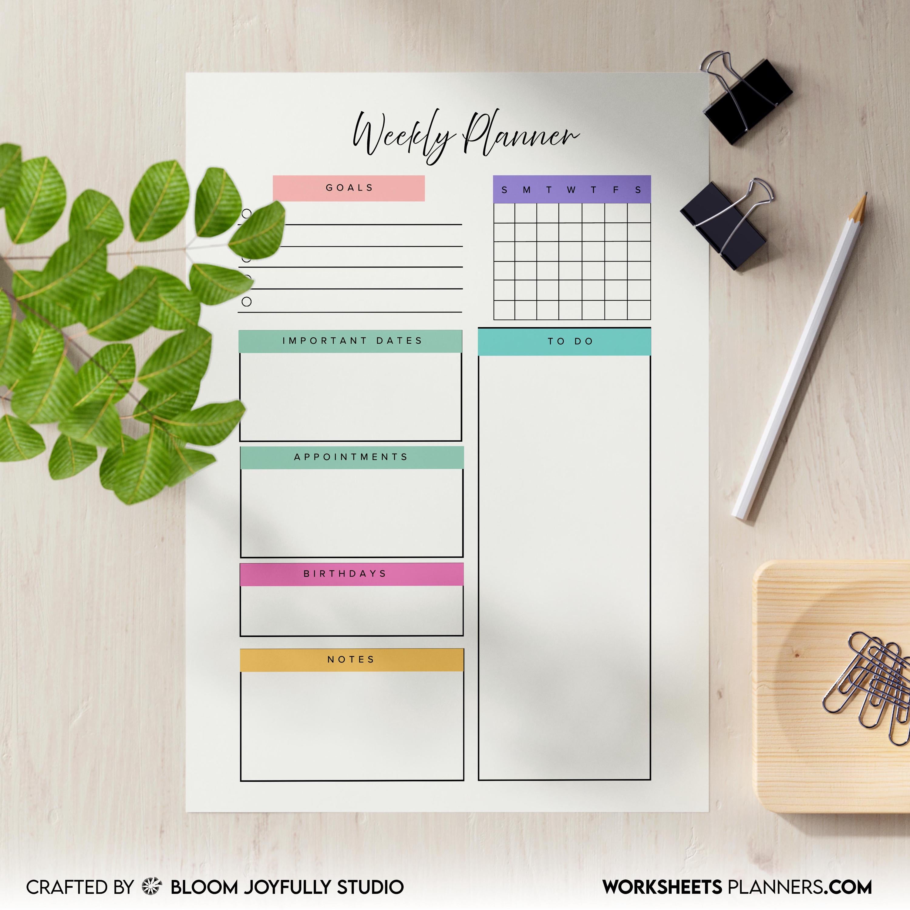 Digital Planner — Weekly Planner PRINTABLE, Weekly To Do List, Weekly Habit Tracker, Weekly Goal Planner, M... | Bloom Joyfully printable