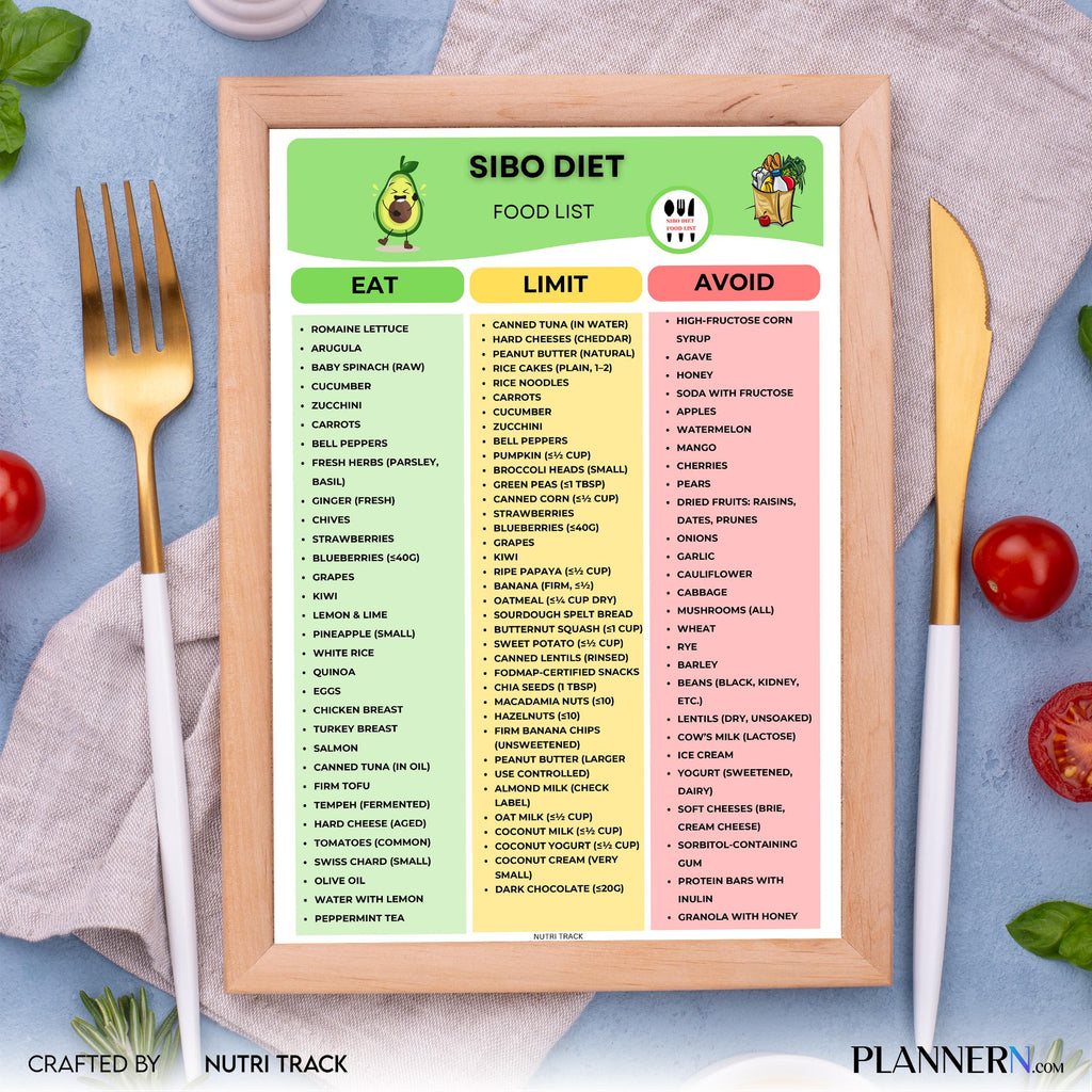 Digestive Diet — SIBO Diet Food List Printable, Gut Health Foods, IBS Friendly Foods Chart, Low Fermentatio... | Nutri Track printable