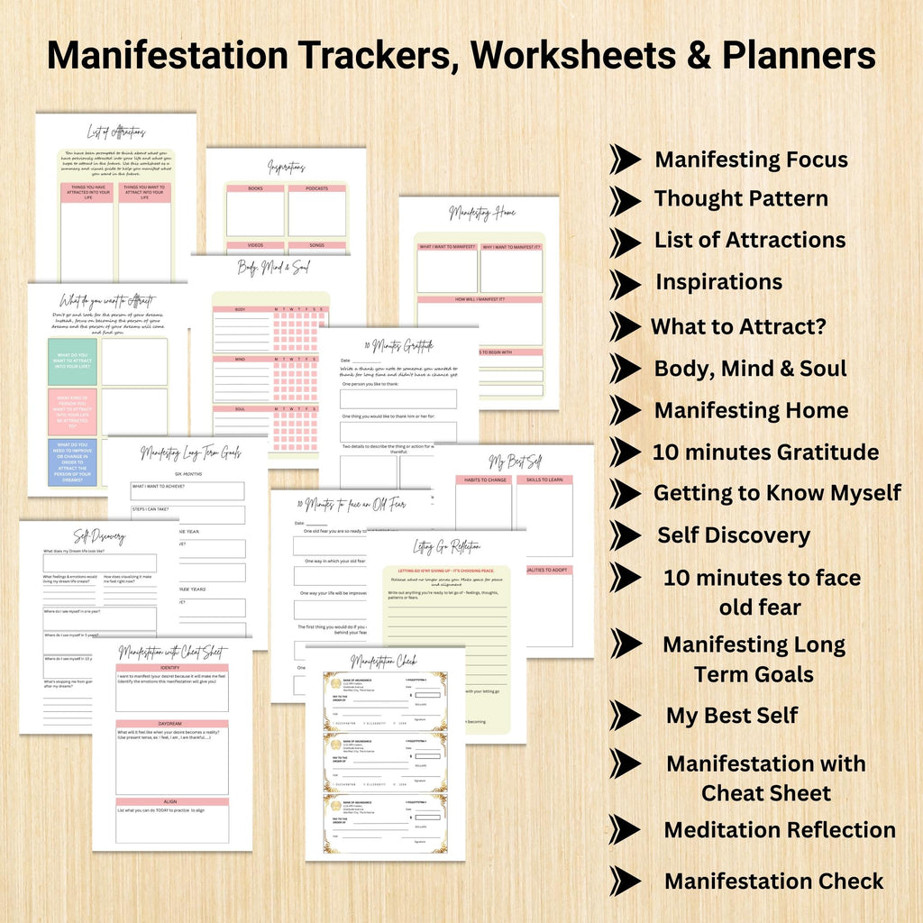 2026 Planner — MANIFESTATION JOURNAL Printable, Vision Board, Law of Attraction, Gratitude, Digital Journal... | Mindfulness printable