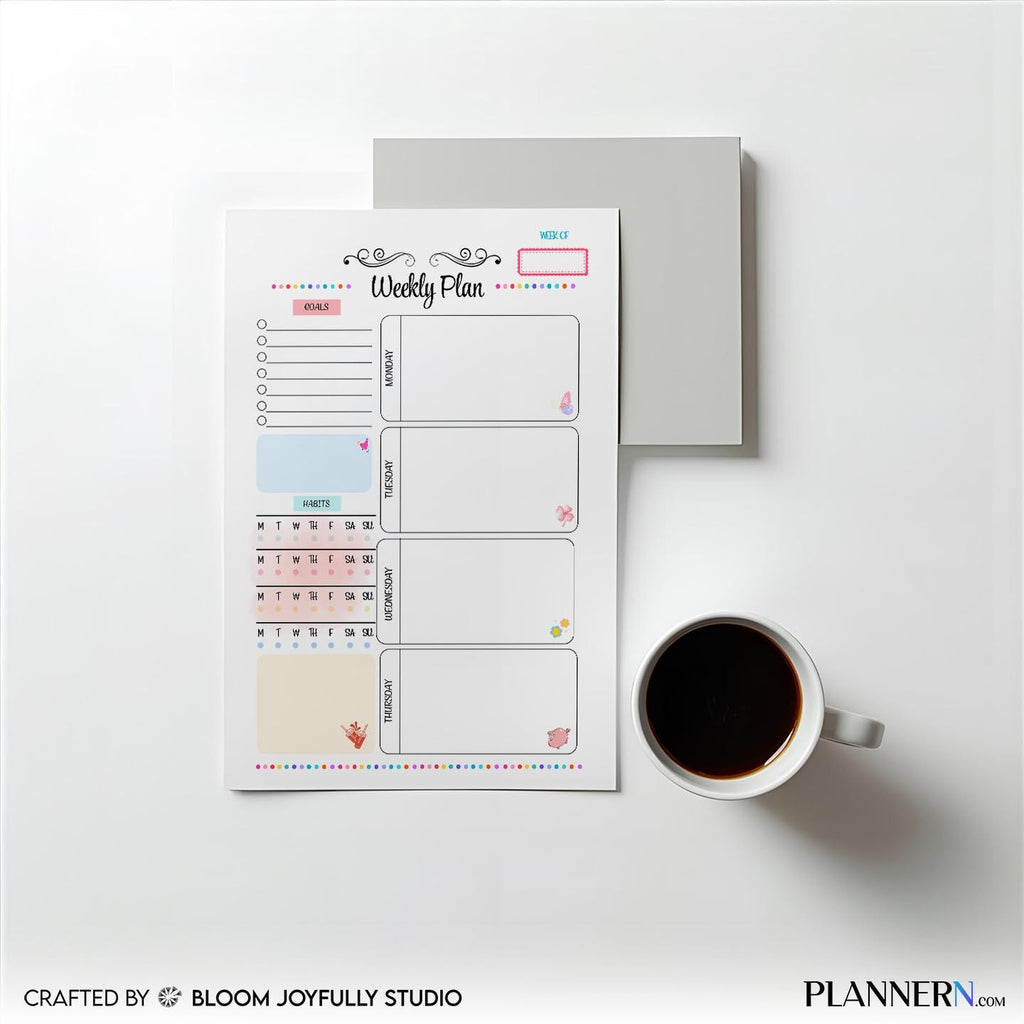 Digital Planner — Weekly Planner Tracker Printable, Weekly Planner, Goal Setting Worksheet, Productivity Pl... | Bloom Joyfully printable