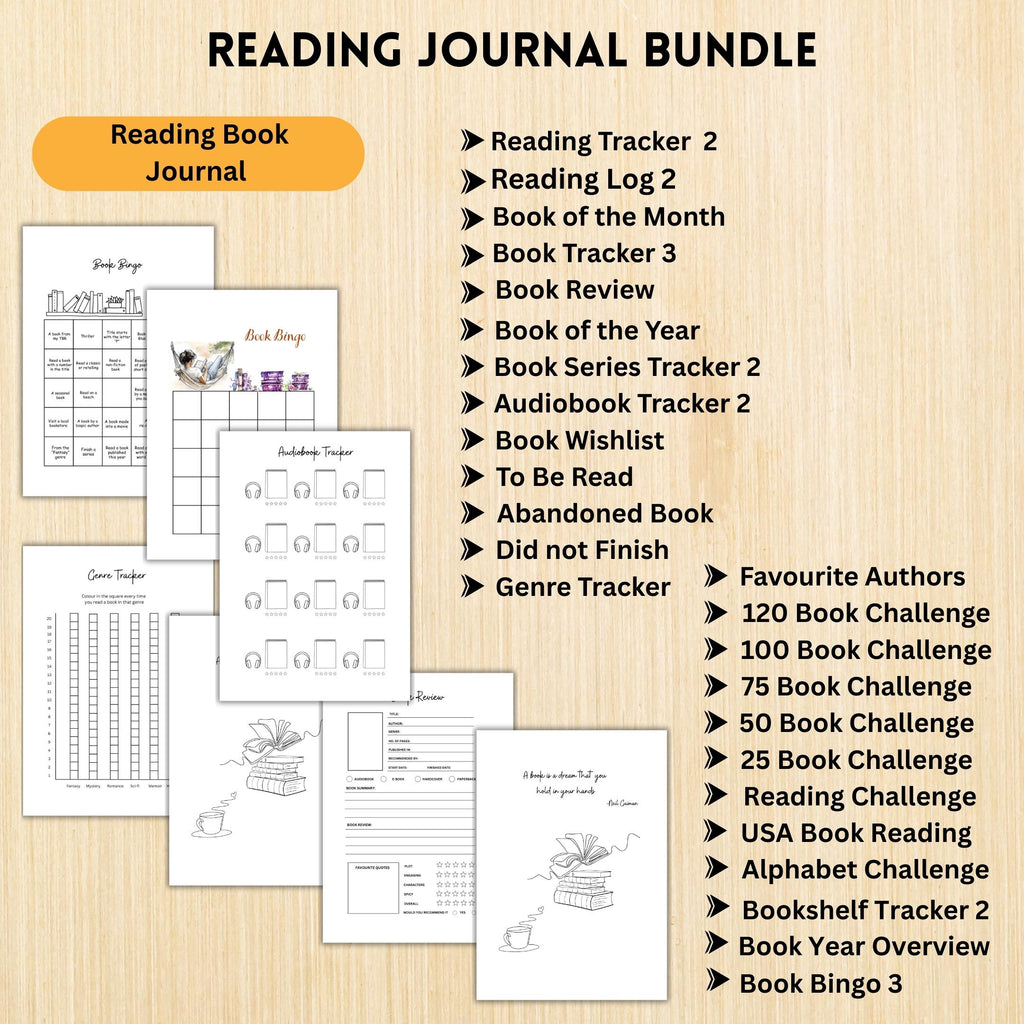 Book Challenge — READING JOURNAL Printable Bundle, Printable Book Tracker, Book Journal, Printable Reading ... | Bloom Joyfully printable