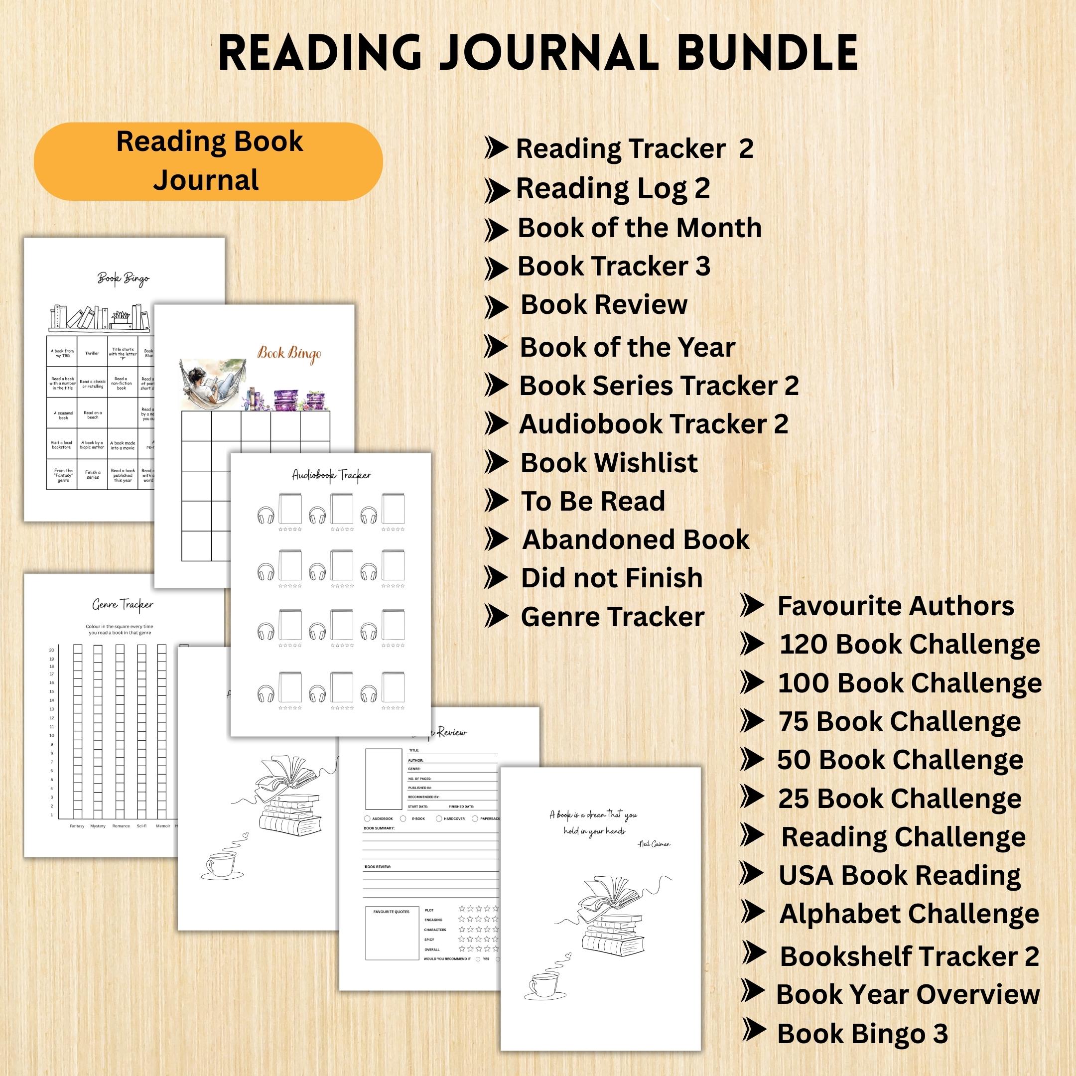 Book Challenge — READING JOURNAL Printable Bundle, Printable Book Tracker, Book Journal, Printable Reading ... | Bloom Joyfully printable
