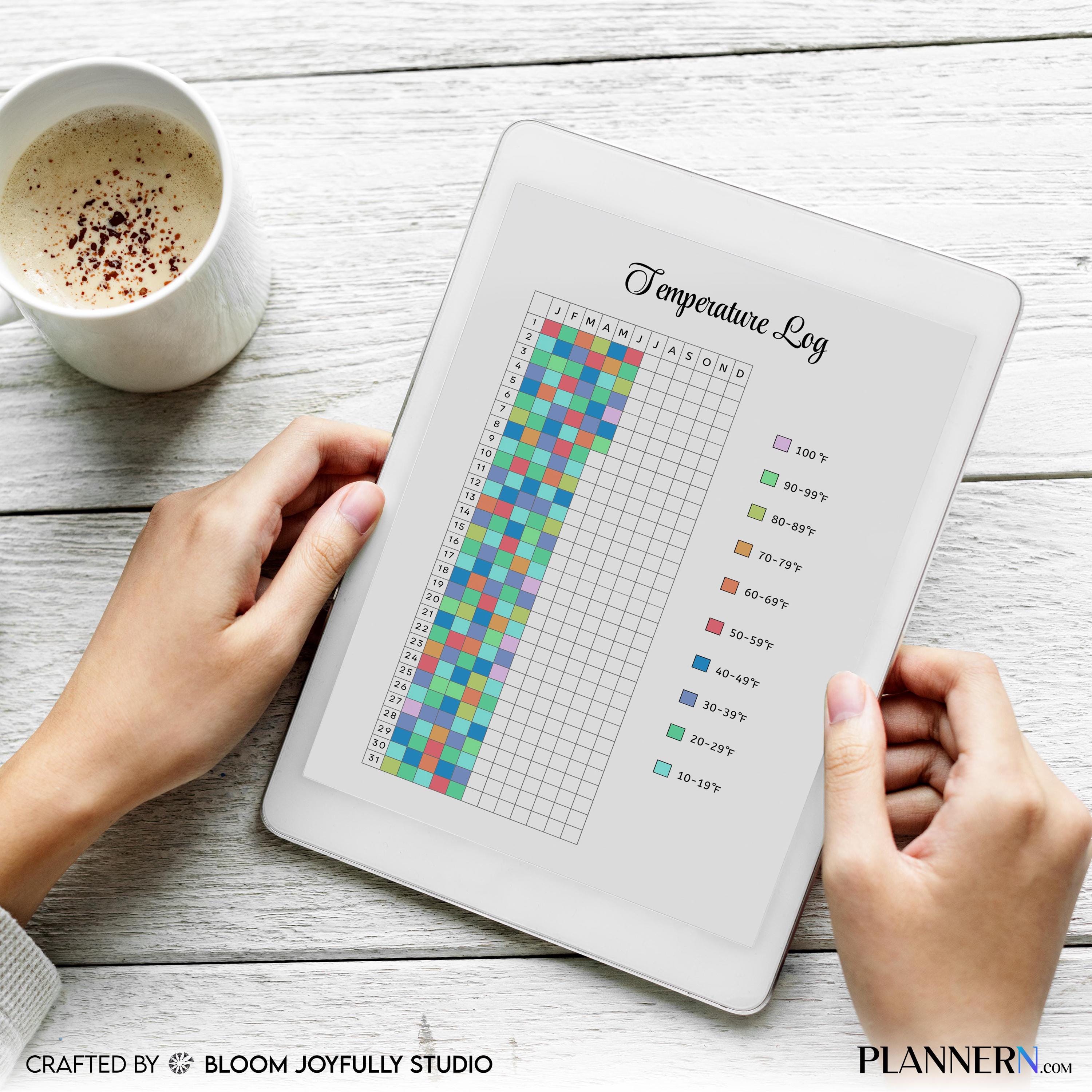 Body Temperature Log — Temperature Log PRINTABLE, Temperature Tracker, Temperature Record Sheet, Weather Lo... | Bloom Joyfully printable