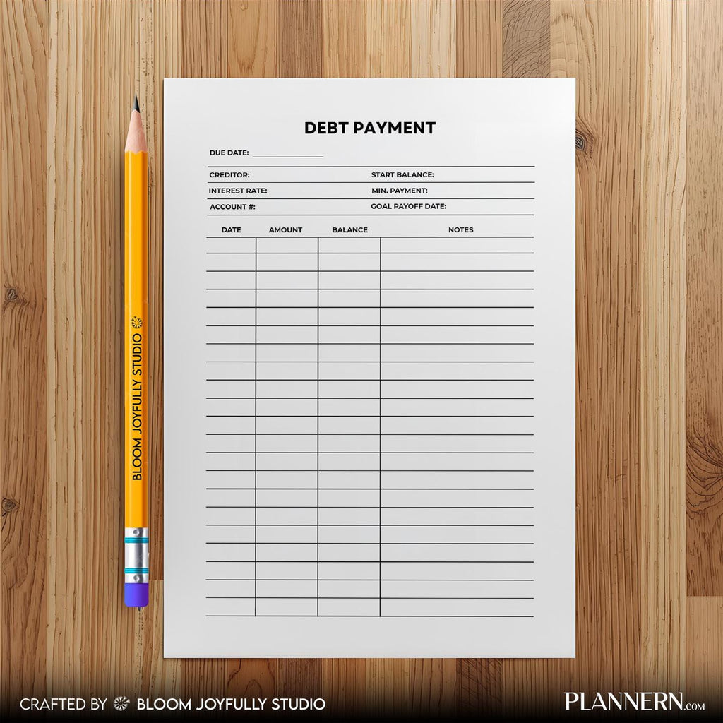 Bill Payment Tracker — Debt Tracker Printable, Monthly Debt Payment Log, Bill & Loan Payoff Planner, Instan... | Bloom Joyfully printable