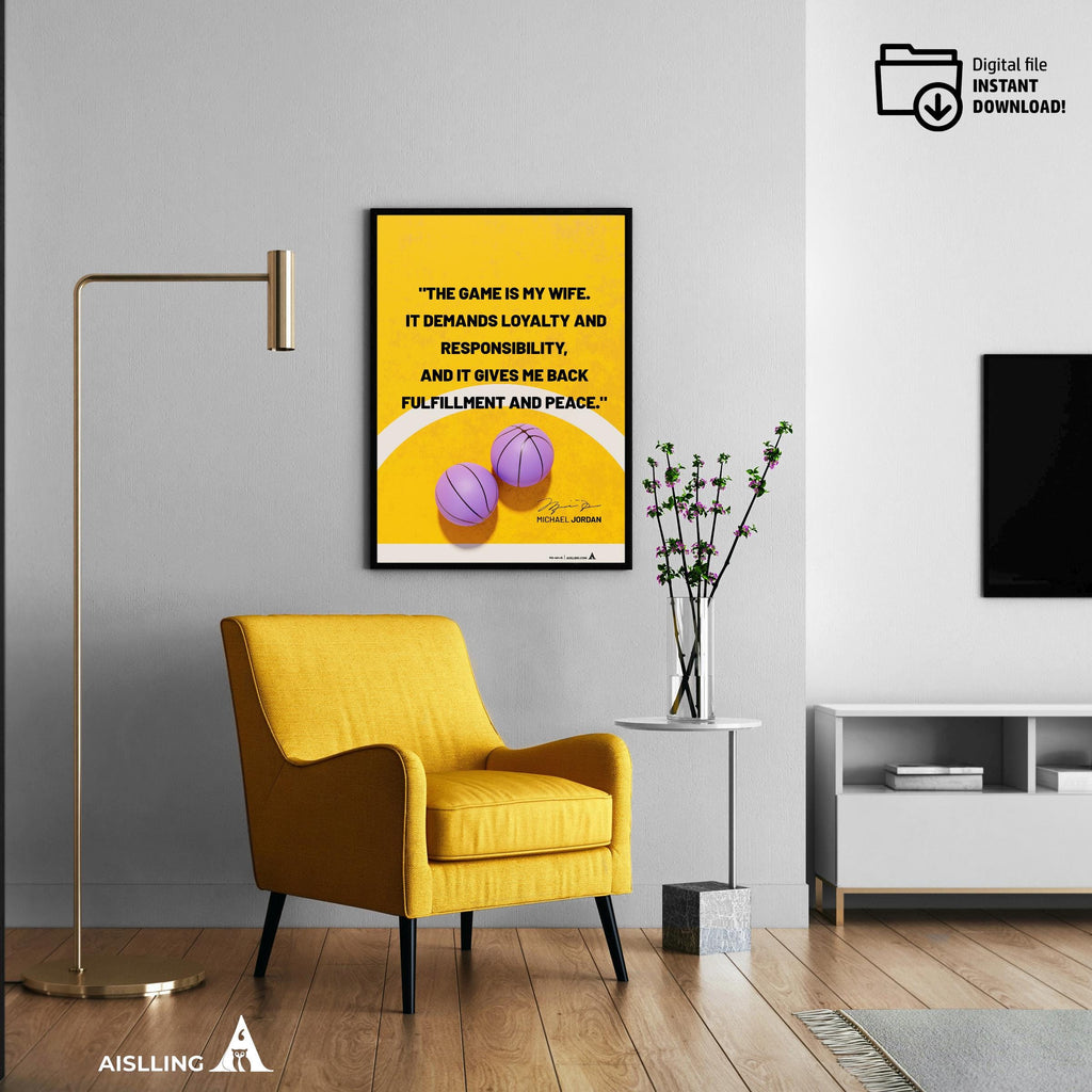 Basketball Art — Michael Jordan Inspirational Quote Poster: Basketball Legend Art (Digital Download) | Aislling printable