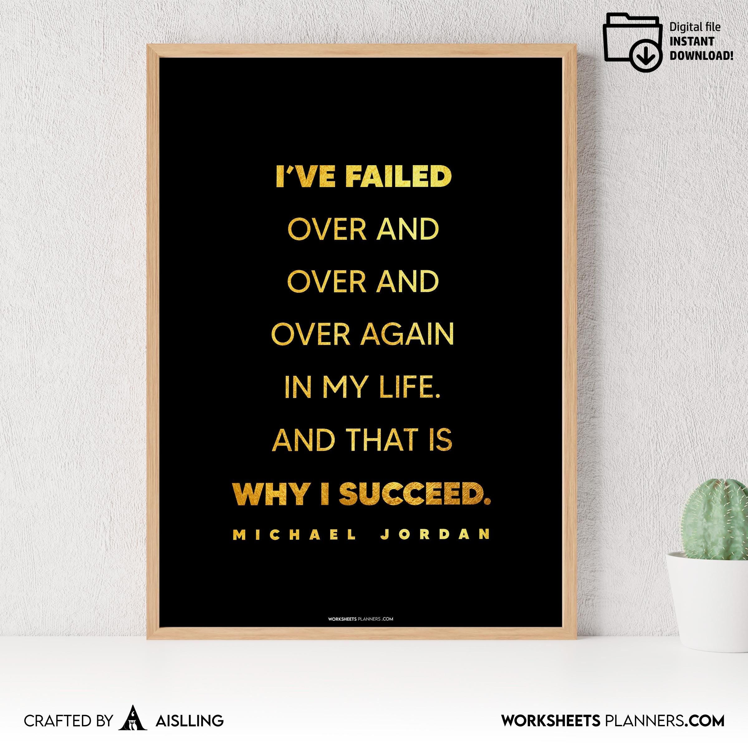 Aislling — Michael Jordan Quotes Digital Printable Wall Art Inspirational Quotes Jordan Mentality Poster Ba... | Aislling printable