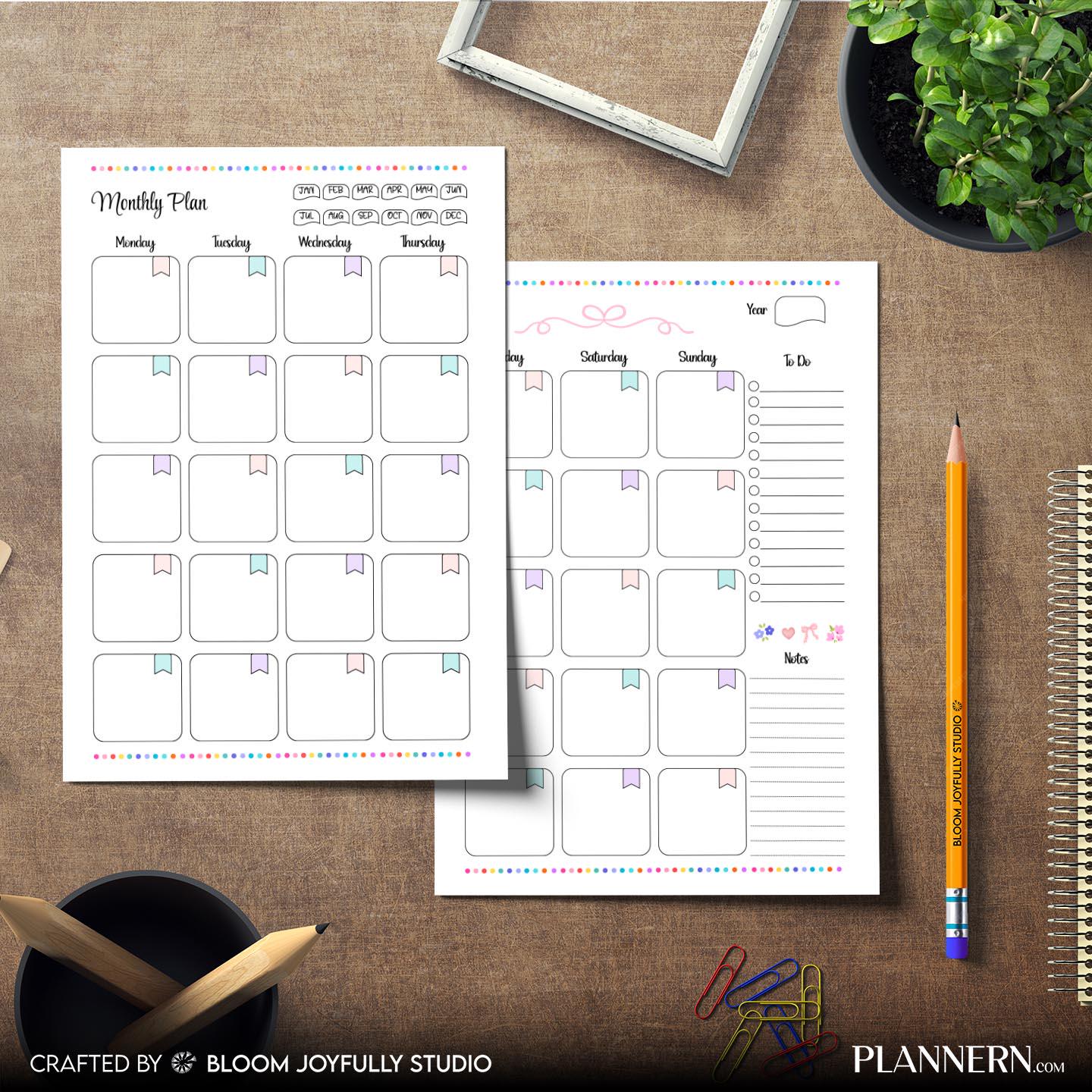 Digital Planner — Monthly Plan Tracker Printable, Monthly Planner PDF, Goal Setting Worksheet, Productivity... | Bloom Joyfully printable