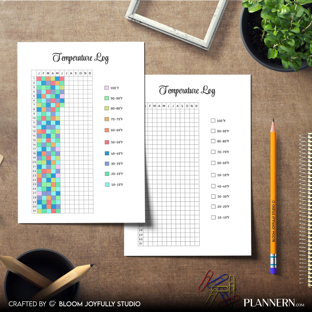 Body Temperature Log — Temperature Log PRINTABLE, Temperature Tracker, Temperature Record Sheet, Weather Lo... | Bloom Joyfully printable