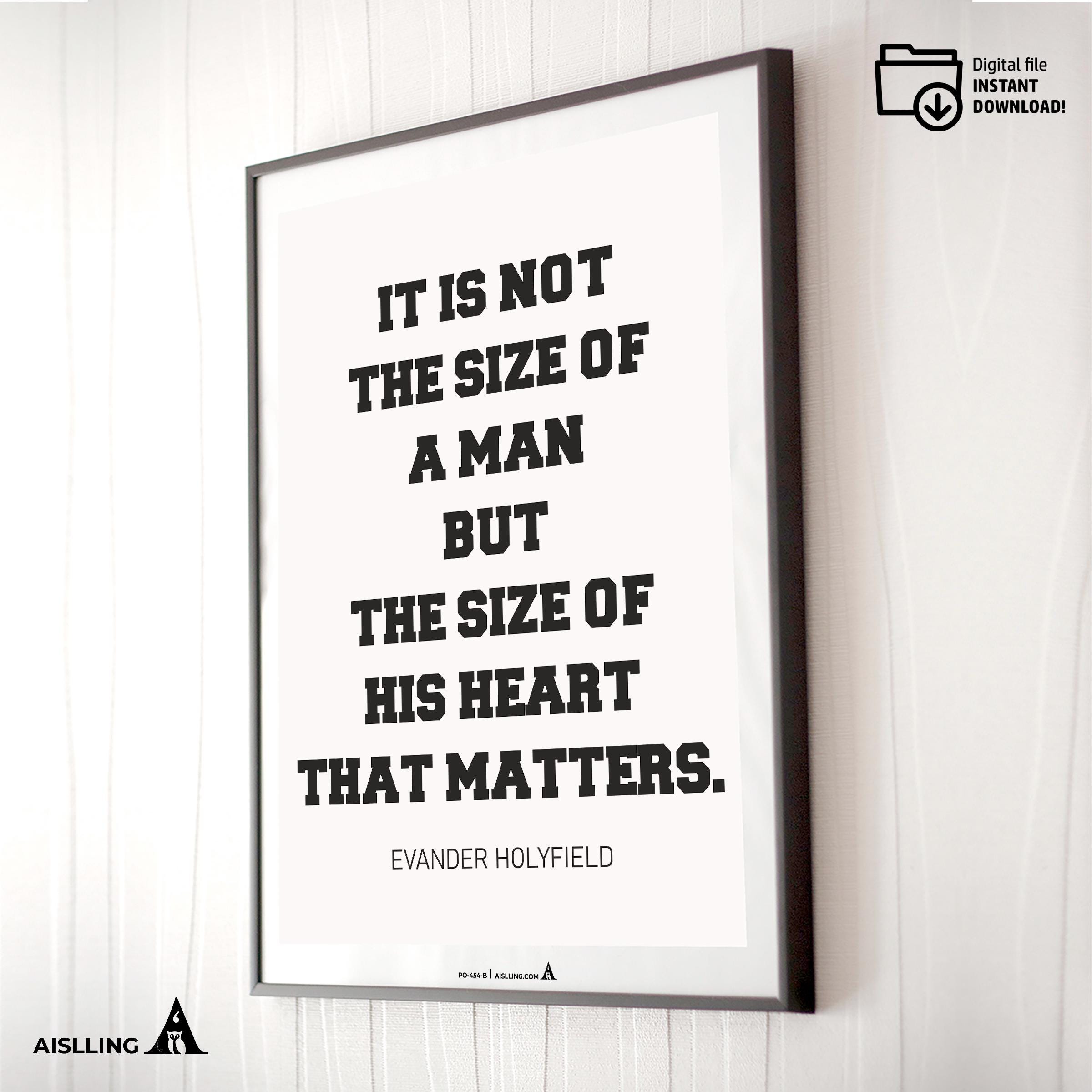 Aislling — Inspirational Quote Wall Art for Boys Room, "It's Not the Size of a Man", Black & White Printabl... | Aislling printable
