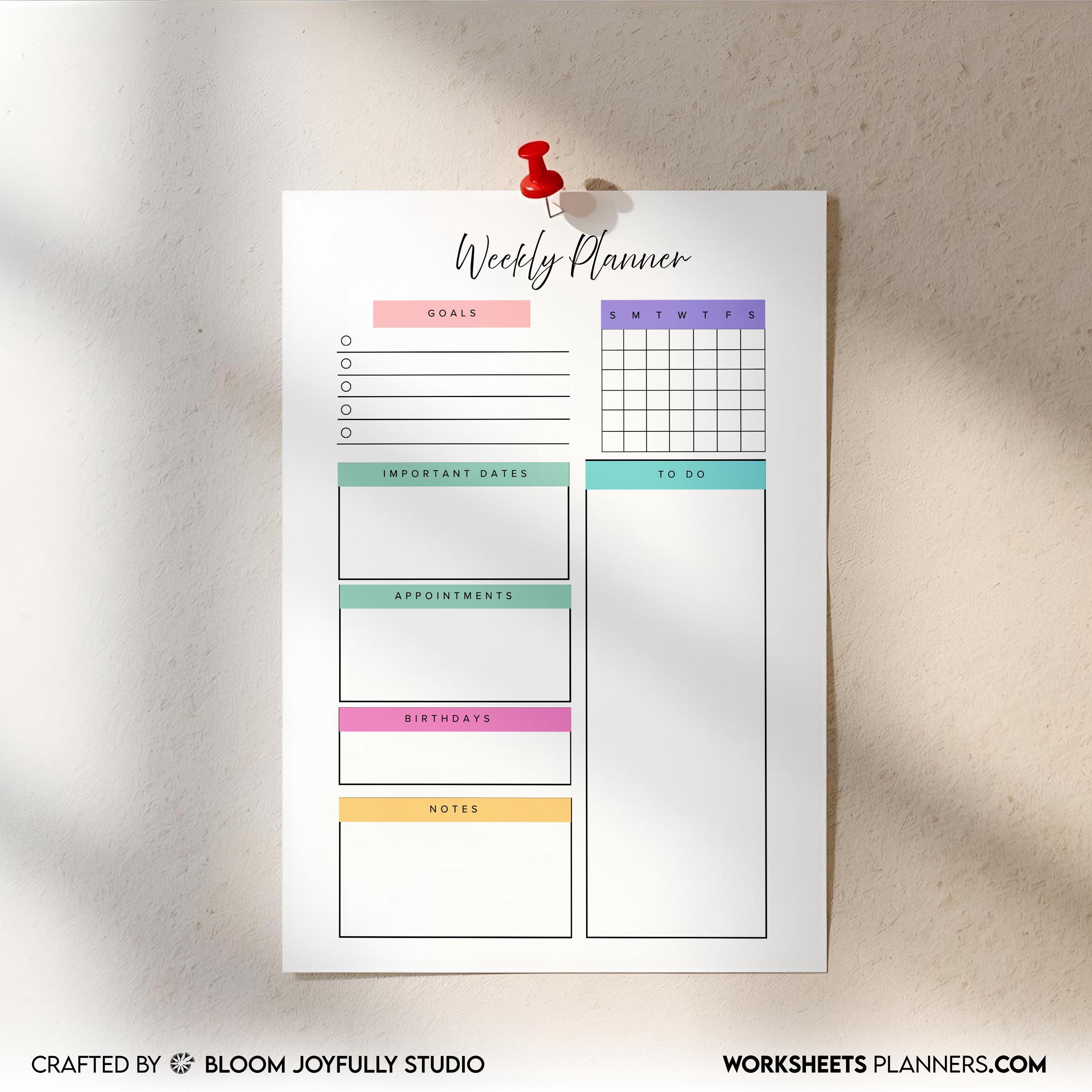 Digital Planner — Weekly Planner PRINTABLE, Weekly To Do List, Weekly Habit Tracker, Weekly Goal Planner, M... | Bloom Joyfully printable