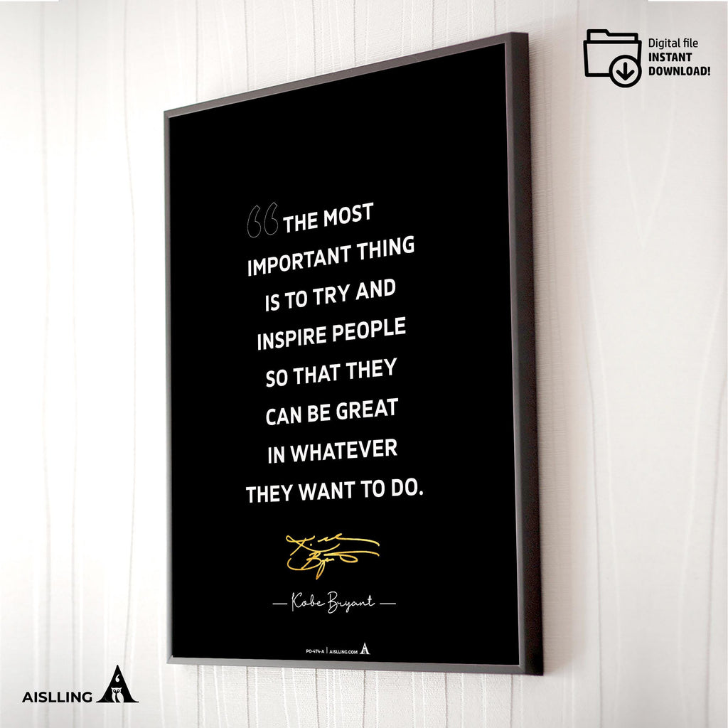 Aislling — Kobe Bryant Quotes, NBA Sports, Printable NBA Poster, Teenager kid basketball gift, NBA poster, ... | Aislling printable