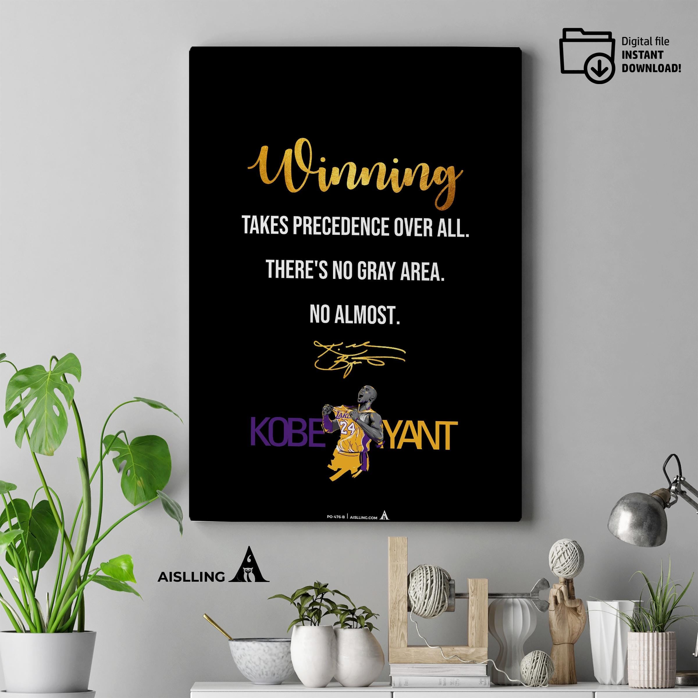 Abstract Wall Art — Kobe Bryant Poster, Minimalist Basketball Printable Quote Wall Art, NBA Black Mamba Mot... | Aislling printable