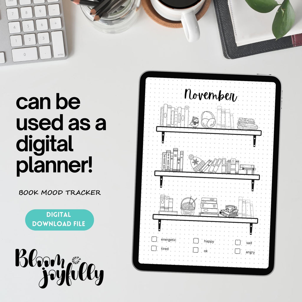Bookish Mood Tracker — Book Mood Tracker Bundle, PRINTABLE Reading Journal Bundle, Printable Bookshelf Bund... | Mindfulness printable