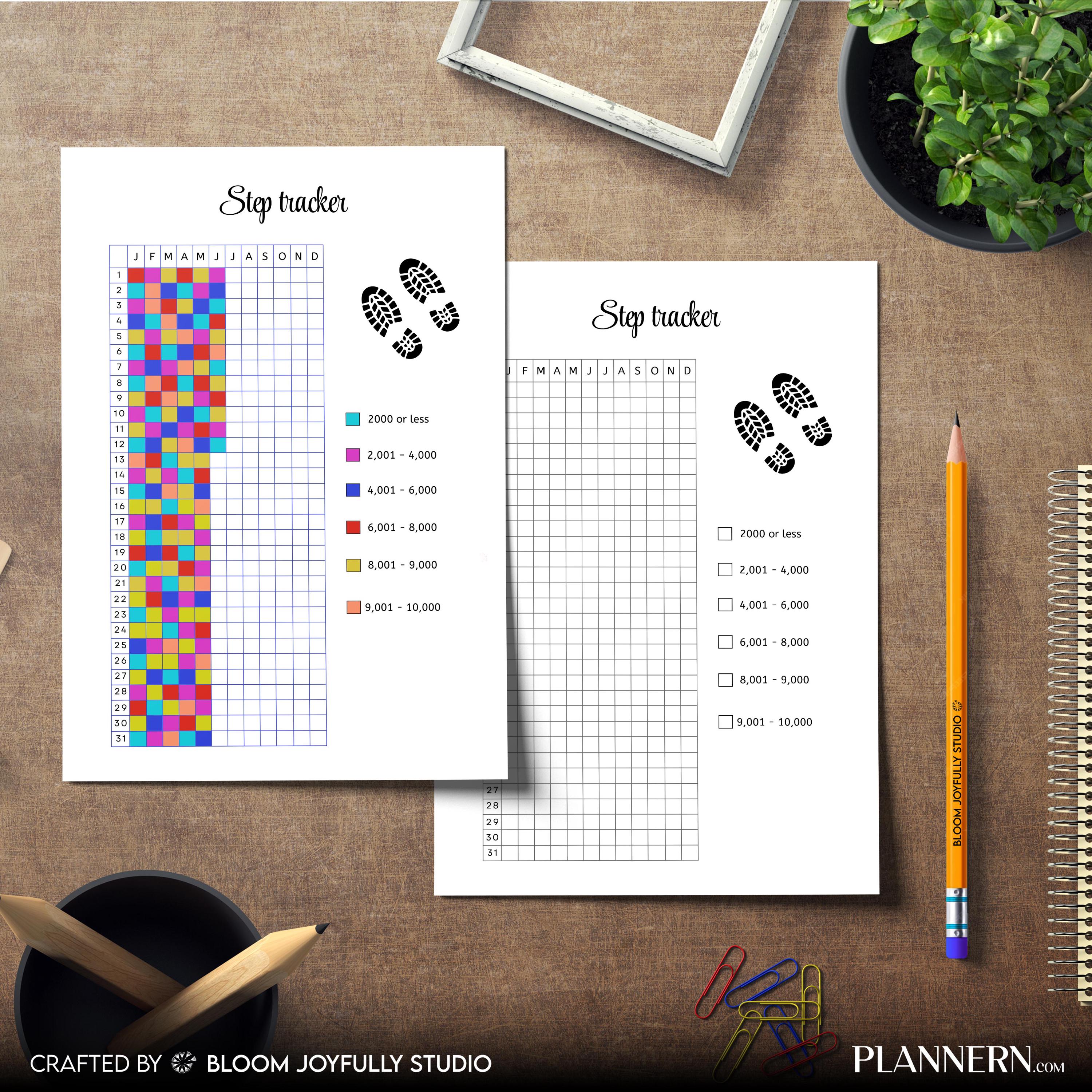 Activity Tracker — Step Tracker PRINTABLE, Yearly Steps Tracker, Walking & Fitness Log, Healthy Habit Plann... | Nutri Track printable
