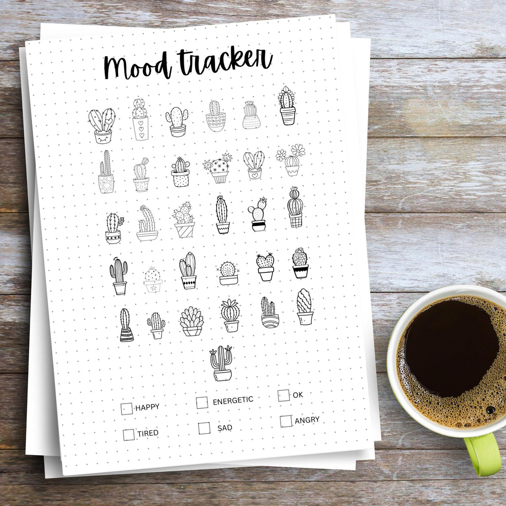 Bullet Journal — MONTHLY Mood Trackers Bundle, Printable Mood Tracker for journal, Monthly, Daily Mood Log,... | Mindfulness printable