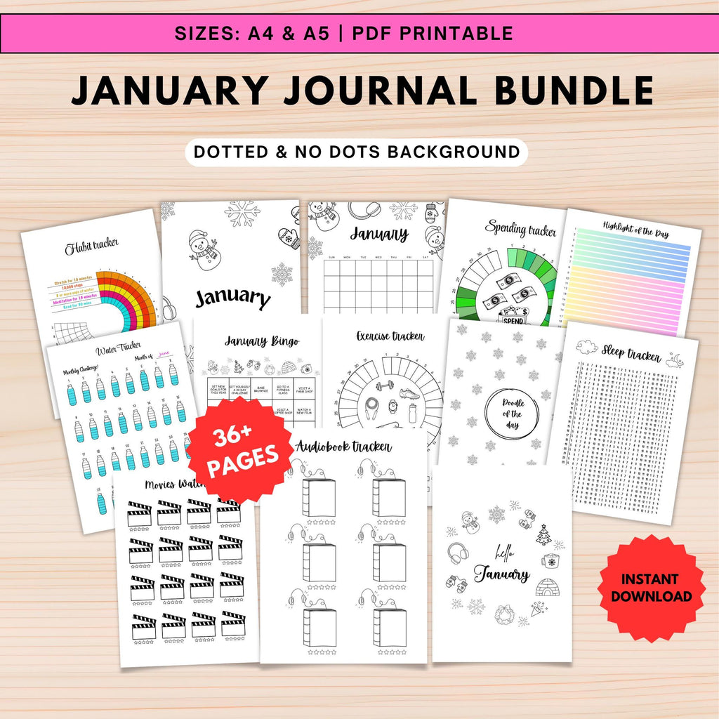 Budget Tracker — January Journal Bundle, Printable Journal pages, Winter Planner, July Planner, Habit Track... | Mindfulness printable