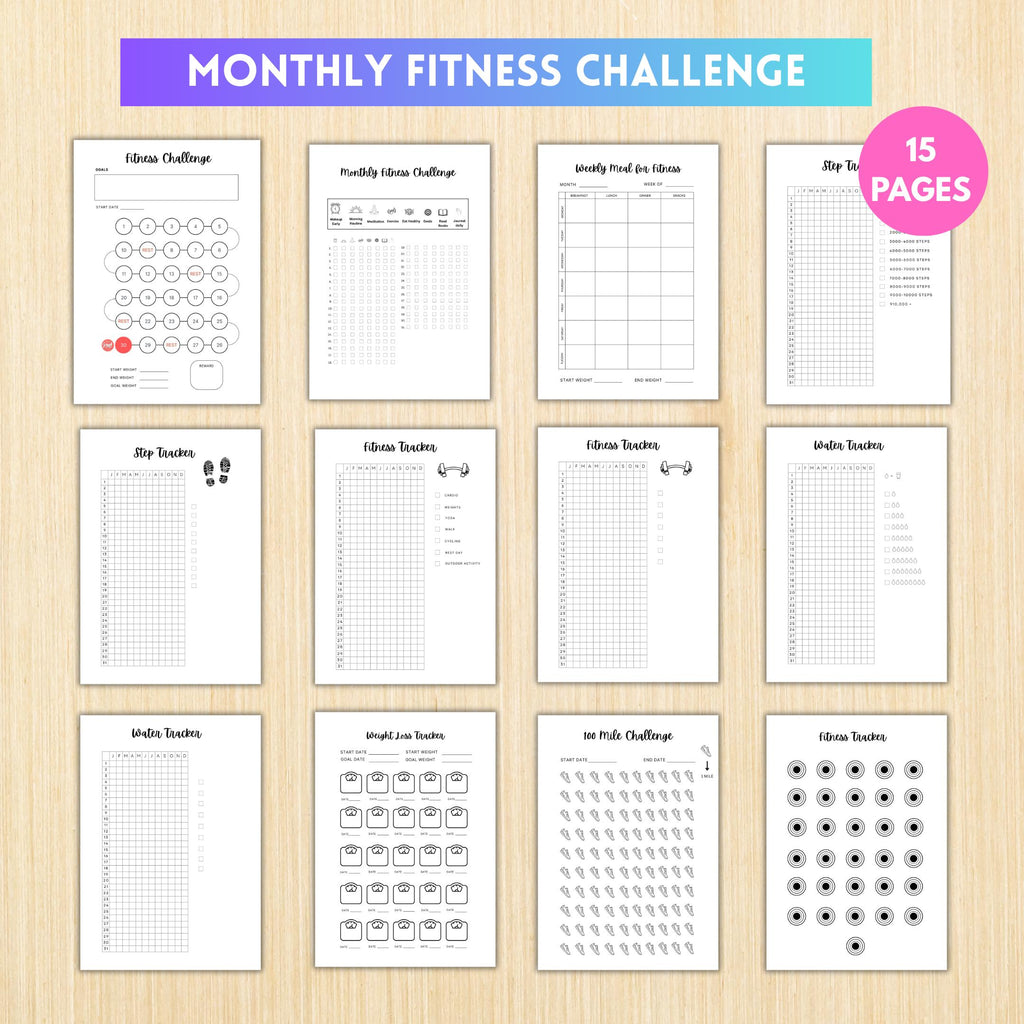 Digital Fitness — FITNESS Tracker Printable Bundle, Fitness and Wellness Tracker, Weightloss Tracker Bundle... | Nutri Track printable