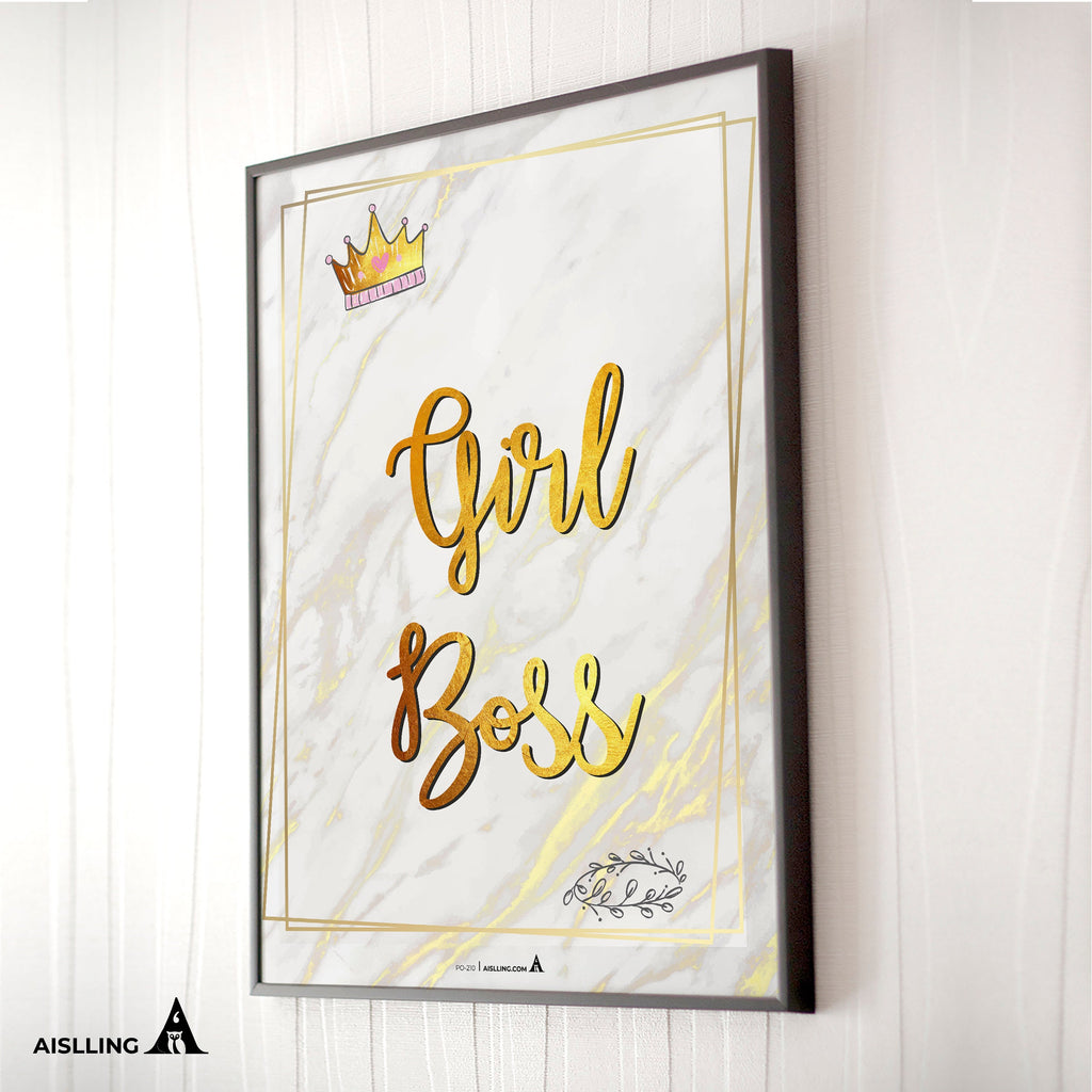 Aislling — Girl Boss, gold line Quote Poster Printables Inspirational Quote Poster Motivational Art Famous ... | Aislling printable