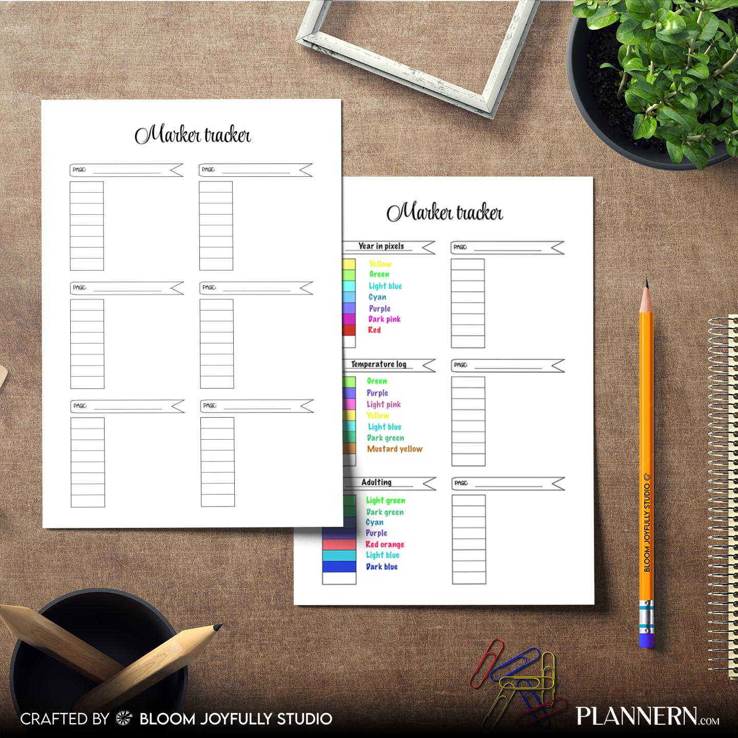 Art Supplies — Marker Tracker PRINTABLE, Track Page Colours, Planner Page, Colour Tracker, Colour Swatch, A... | Bloom Joyfully printable