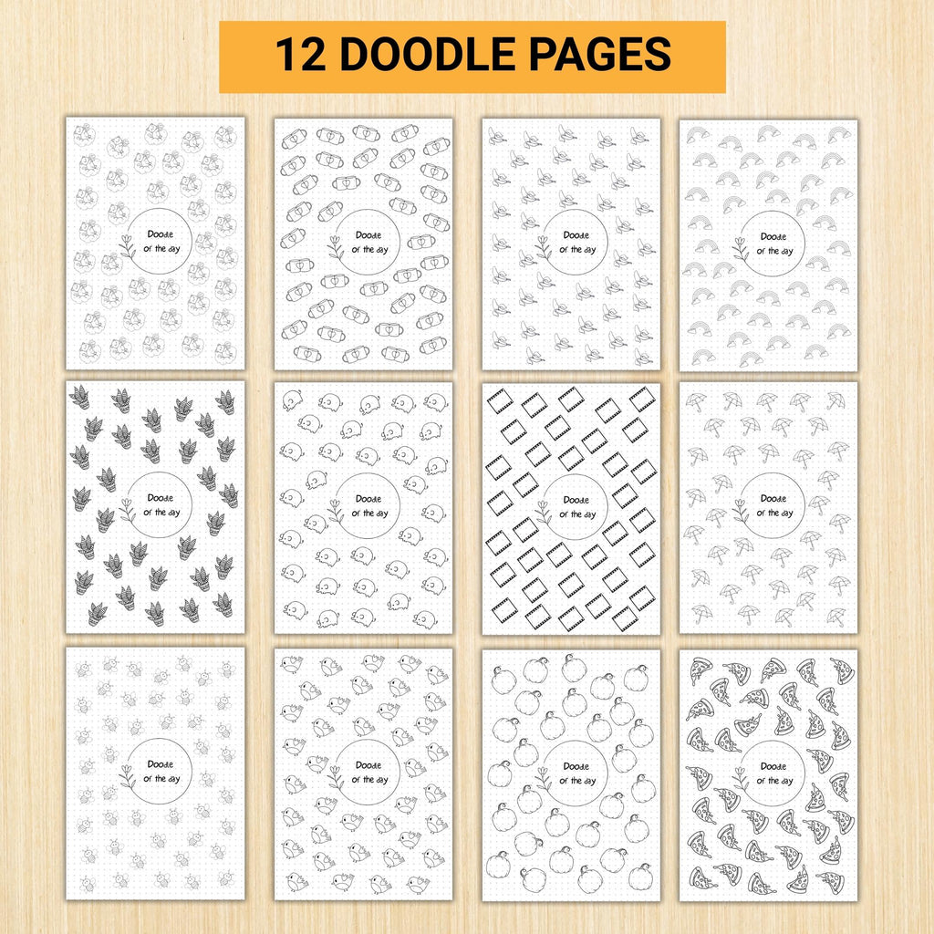 365 Days Drawing — DOODLE of the Day Bundle, Creative Doodle of the Day, Daily Doodle Journal, PRINTABLE Jo... | Mindfulness printable