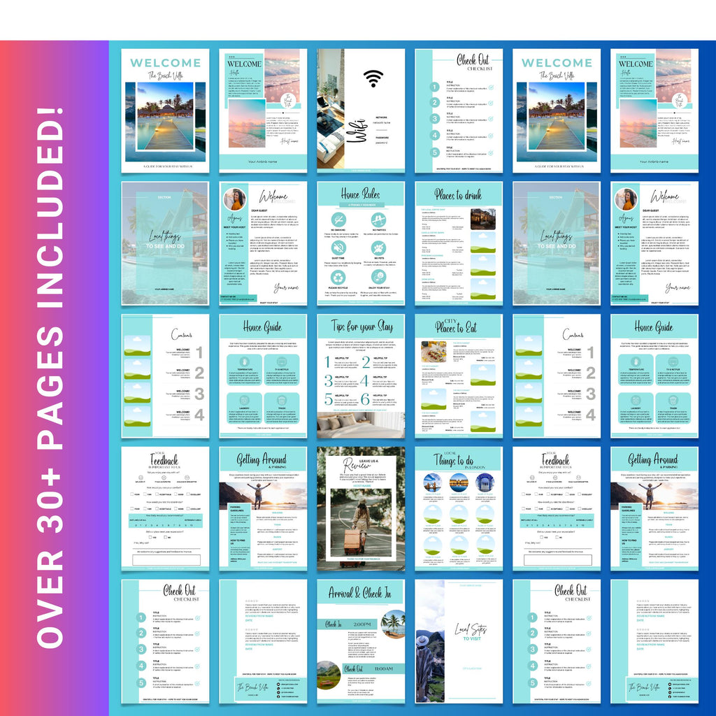 Airbnb Host Binder — Airbnb Host Bundle Welcome Book TEMPLATE, Editable Canva Welcome Guide, Editable Airbn... | Bloom Joyfully printable