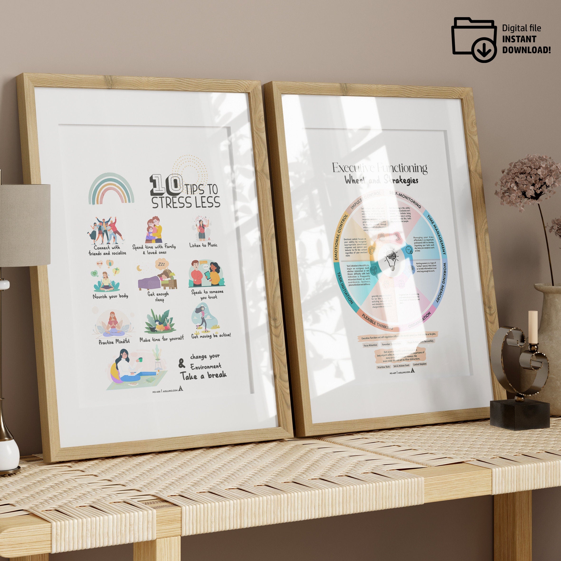 Adhd Worksheets — Set of 3 Prints, Grateful Prints, POSTER/CARD, ADHD, Autism, coping skills, mental health... | Mindfulness printable
