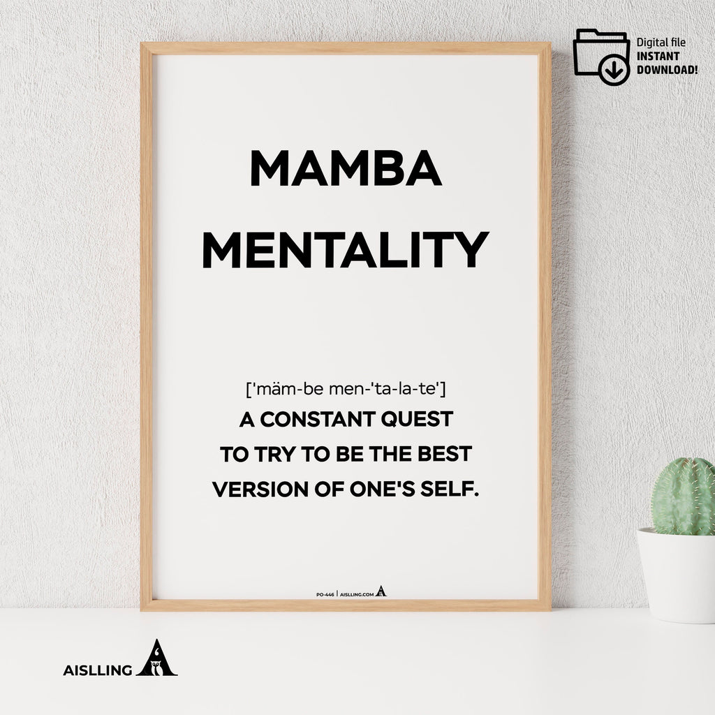 Aislling — Mamba Mentality Art Print, Kobe Bryant Inspirational Wall Decor, Motivational Quote Poster, Bask... | Aislling printable