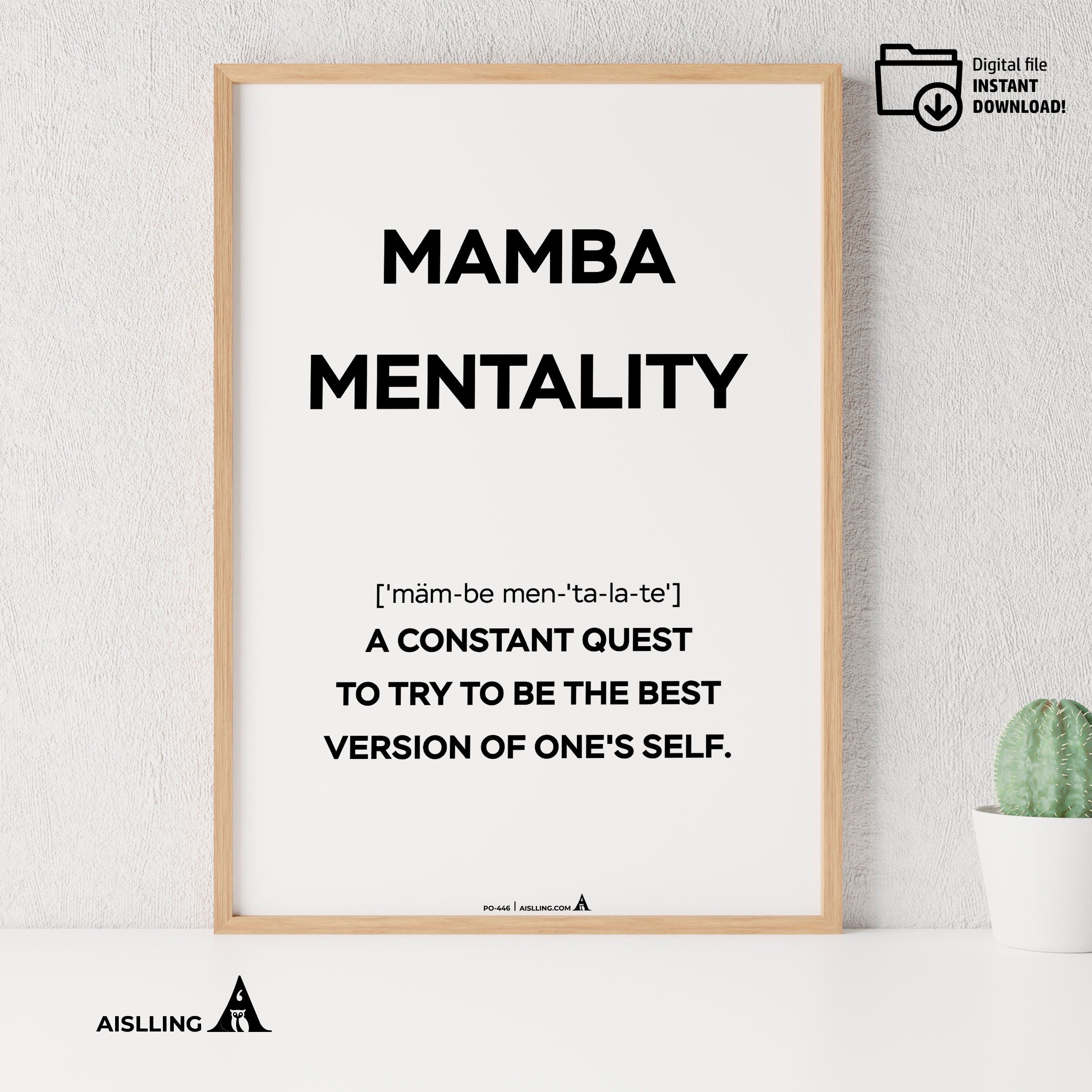 Aislling — Mamba Mentality Art Print, Kobe Bryant Inspirational Wall Decor, Motivational Quote Poster, Bask... | Aislling printable