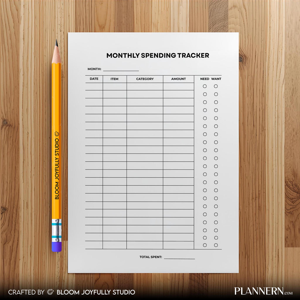 Budget Planner — Monthly Spending Tracker PRINTABLE, Expense Tracker, Money Tracker, Finance Tracker, Insta... | Bloom Joyfully printable
