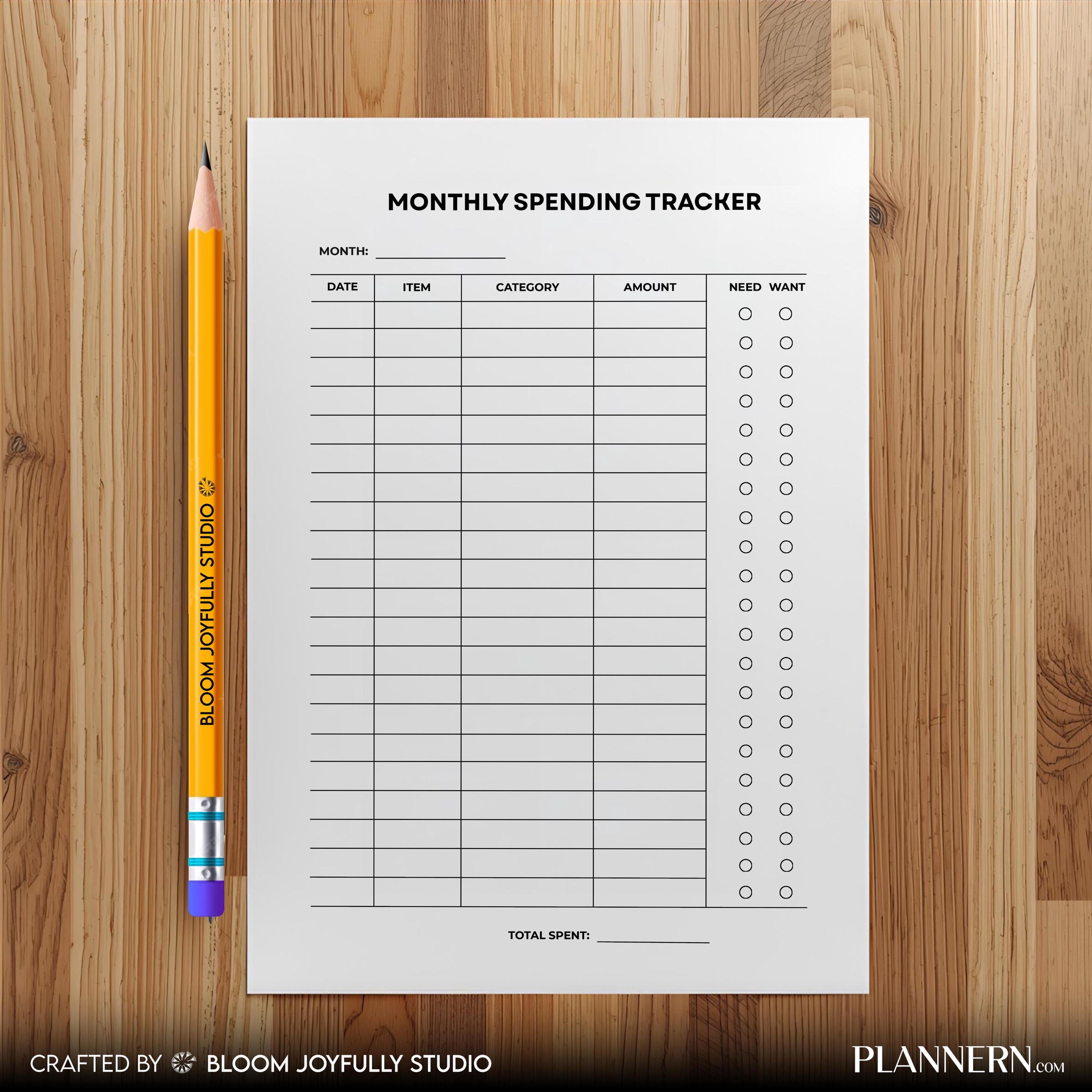 Budget Planner — Monthly Spending Tracker PRINTABLE, Expense Tracker, Money Tracker, Finance Tracker, Insta... | Bloom Joyfully printable