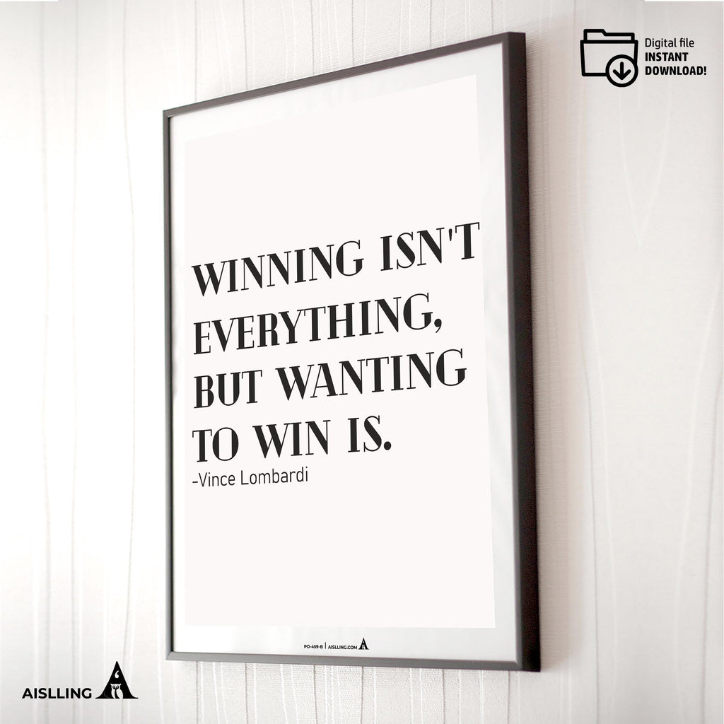 Aislling — Vince Lombardi Quote Poster: Winning Isn't Everything, Printable Motivational Art, Inspirational... | Aislling printable