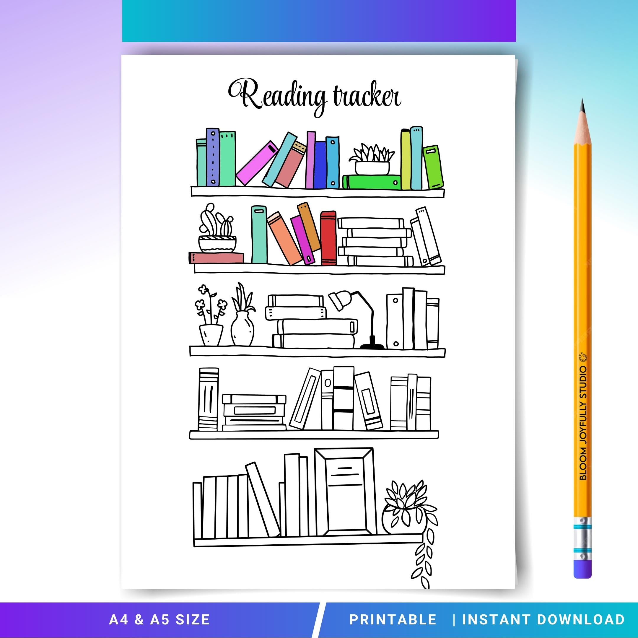 Book Journal — Bookshelf Reading Tracker PRINTABLE, Reading Tracker, Reading Log, Habit Tracker, Book Track... | Bloom Joyfully printable