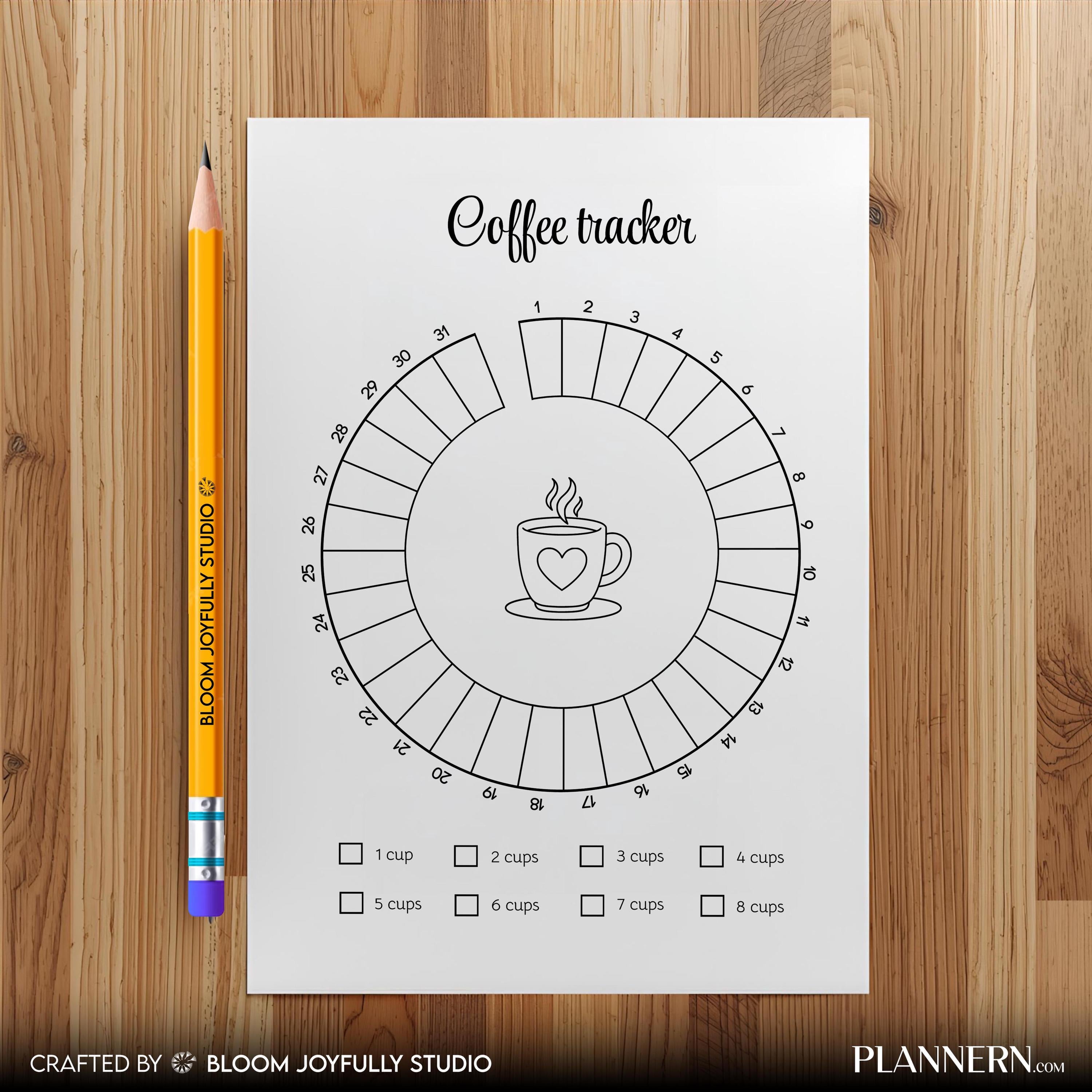 Aesthetic Planner — Coffee Tracker PRINTABLE, Health Tracker, Track coffee Intake, Caffeine Tracker, Food T... | Bloom Joyfully printable